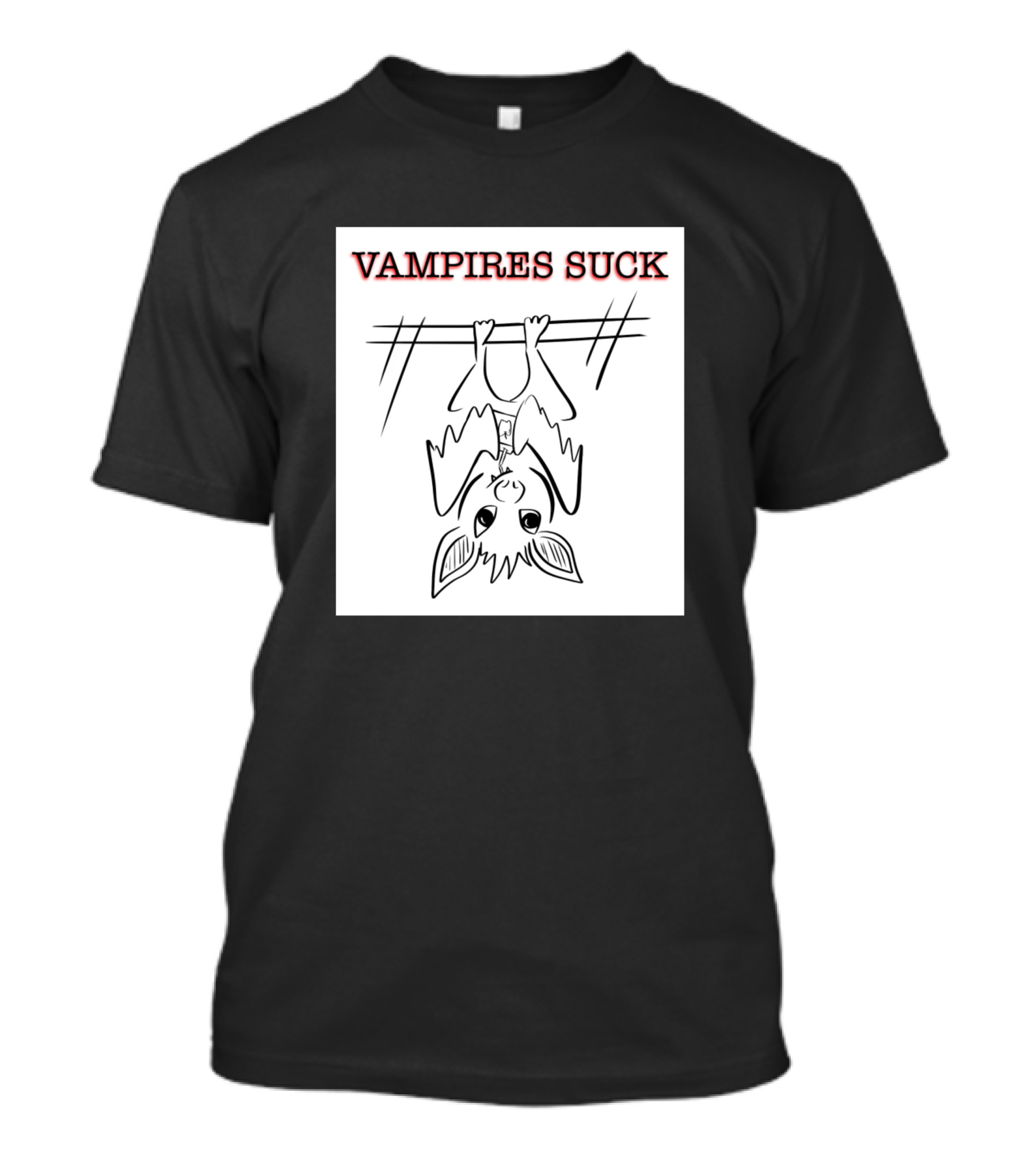 Vampires Suck Hanging Bat Cartoon T-Shirt