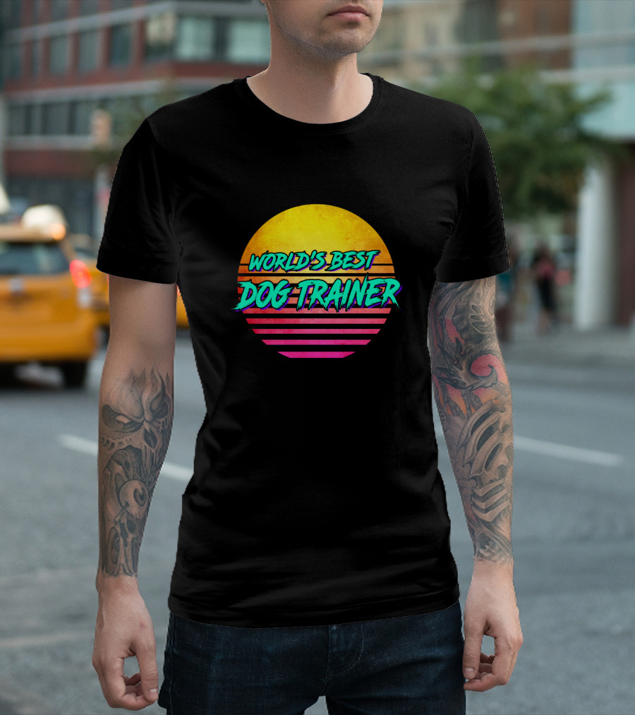 World's Best Dog Trainer Retro Sunset T-Shirt