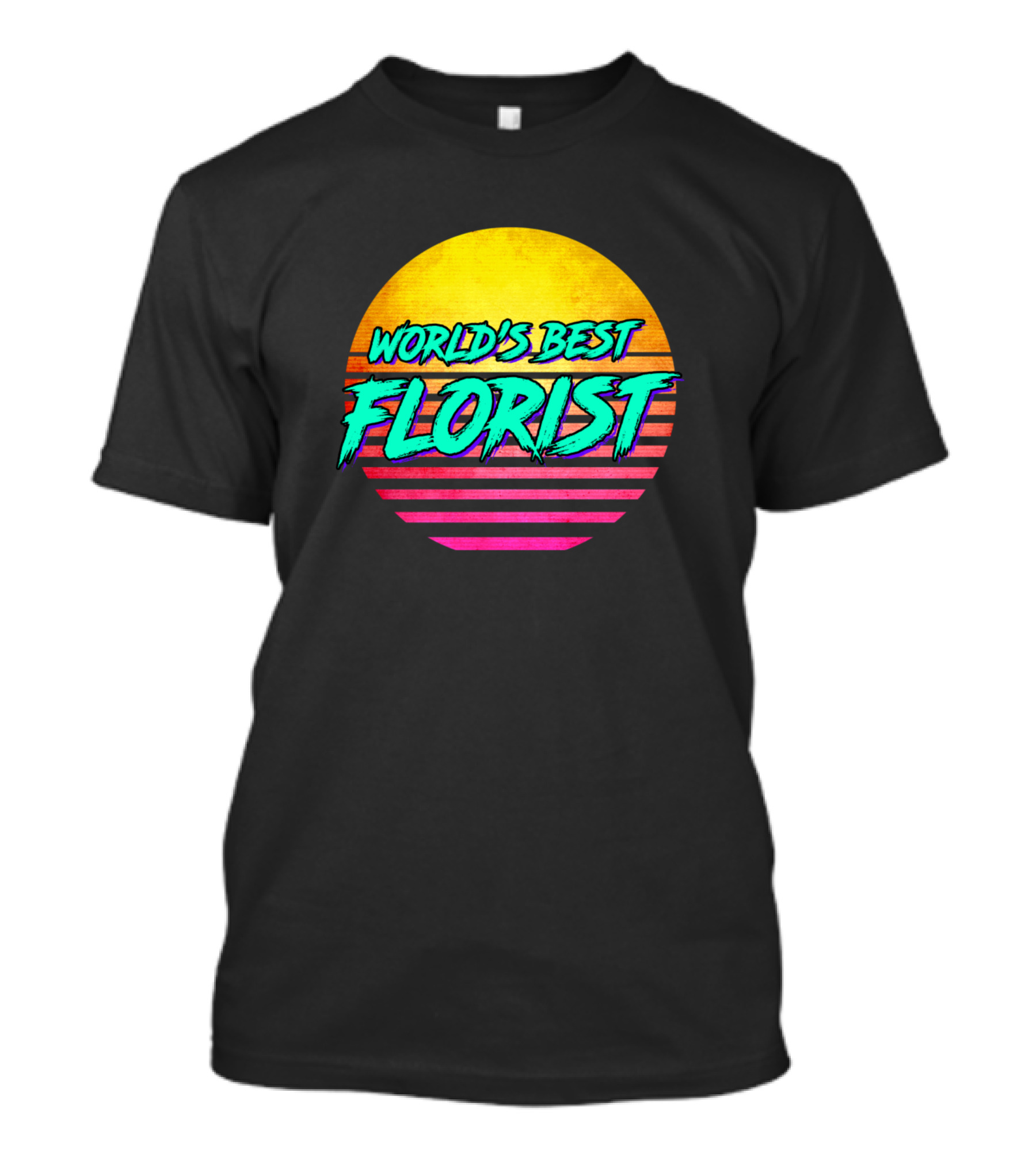 World's Best Florist Retro Sunset Stripes T-Shirt