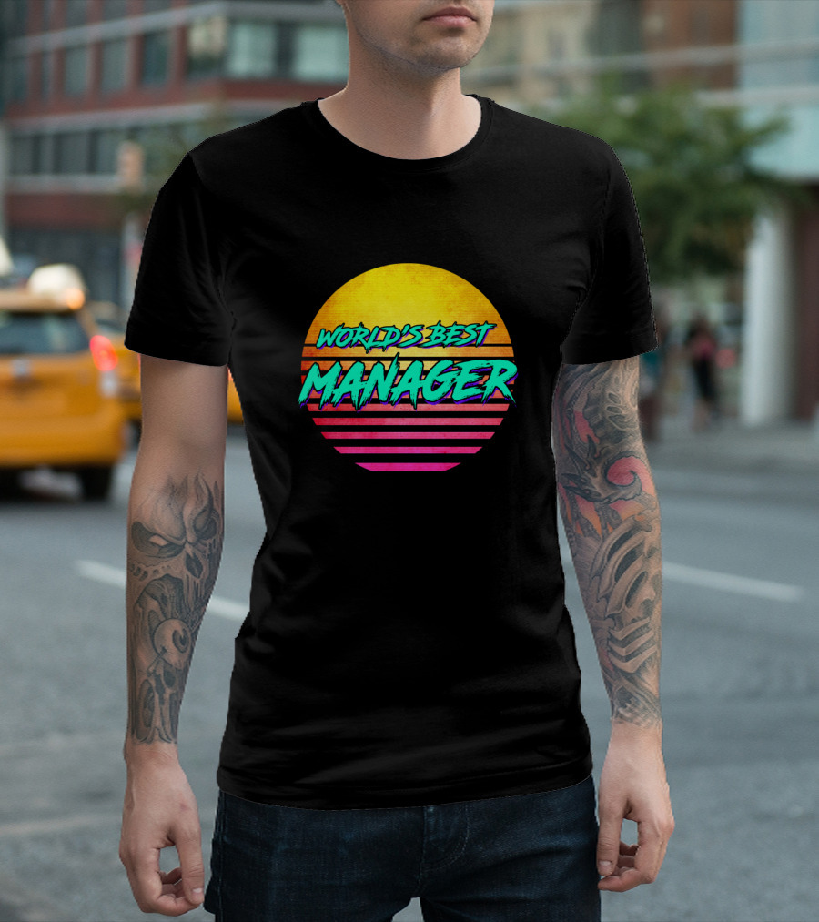 World's Best Manager Retro Sunset T-Shirt