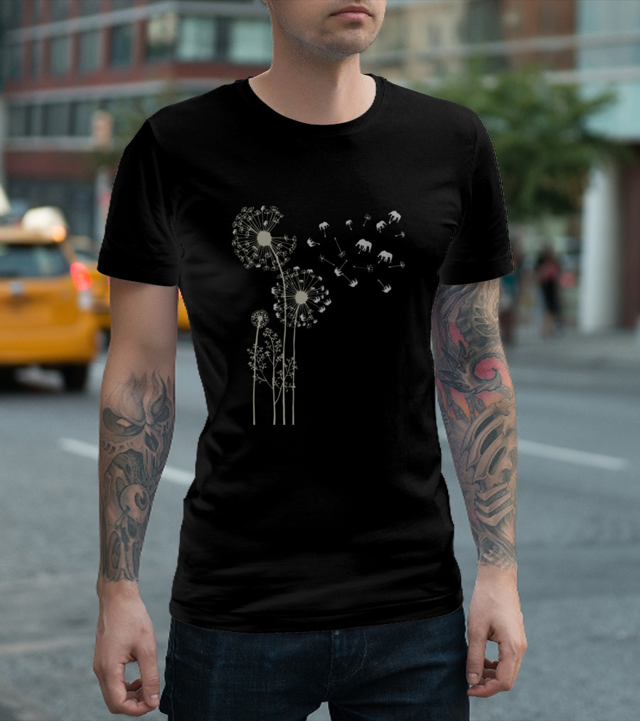 African Elephant Dandelion Blossoms in Flight T-Shirt
