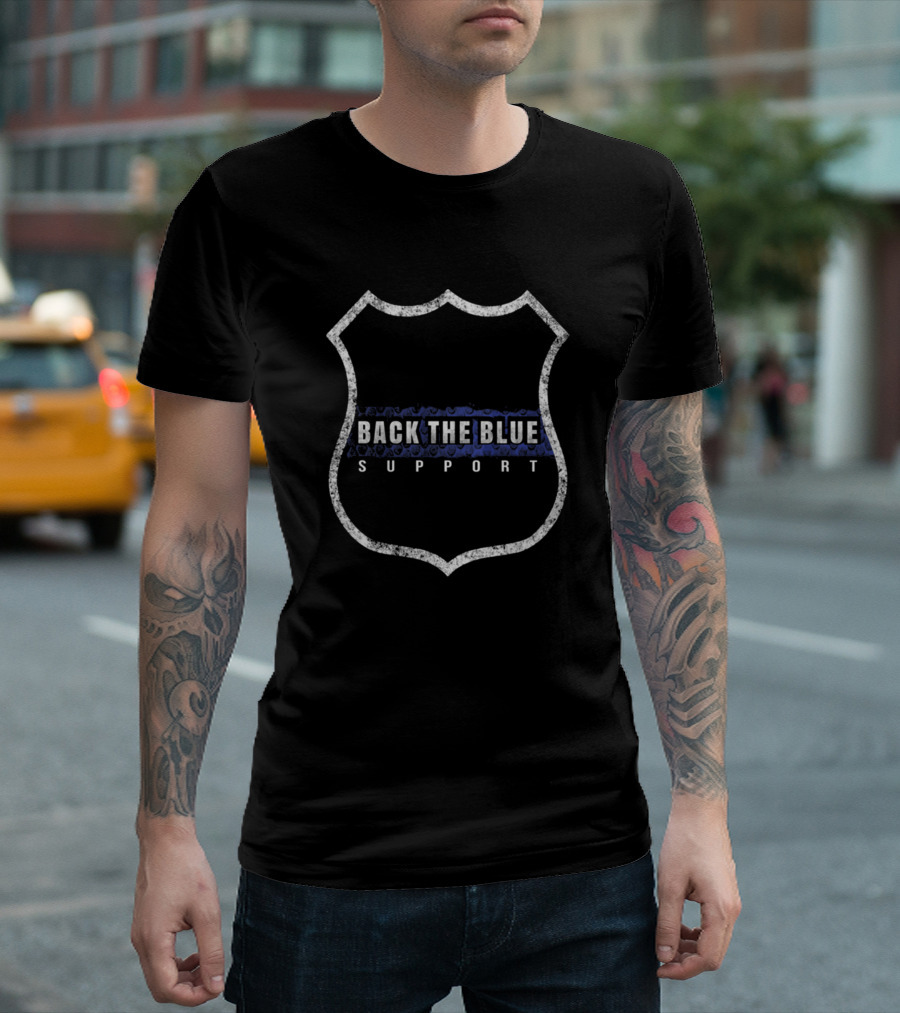 Back The Blue Support Police Shield Emblem T-Shirt