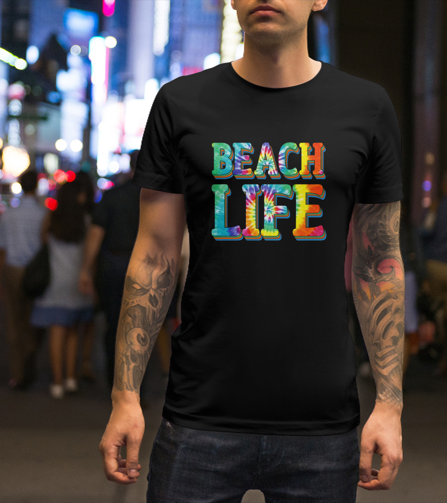 Beach Life Tie-Dye Style Vibrant Colors Retro Psychedelic T-Shirt