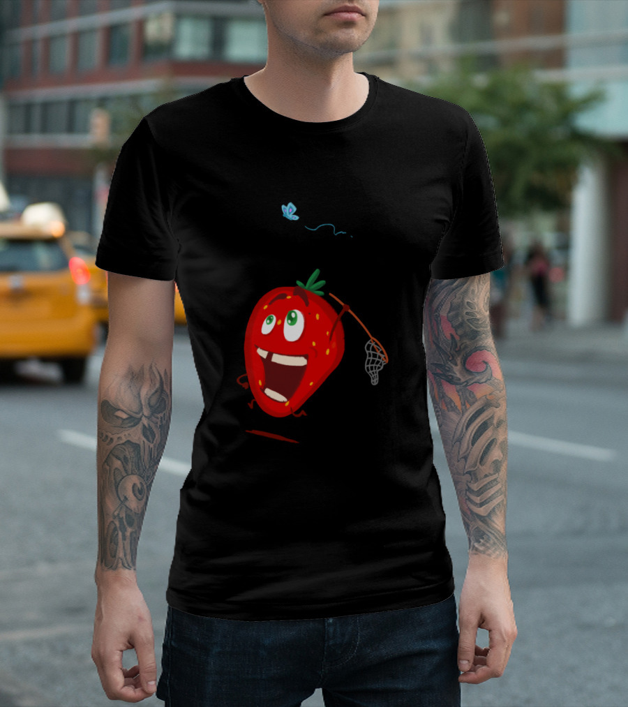 Chasing Strawberry With A Butterfly Net T-Shirt