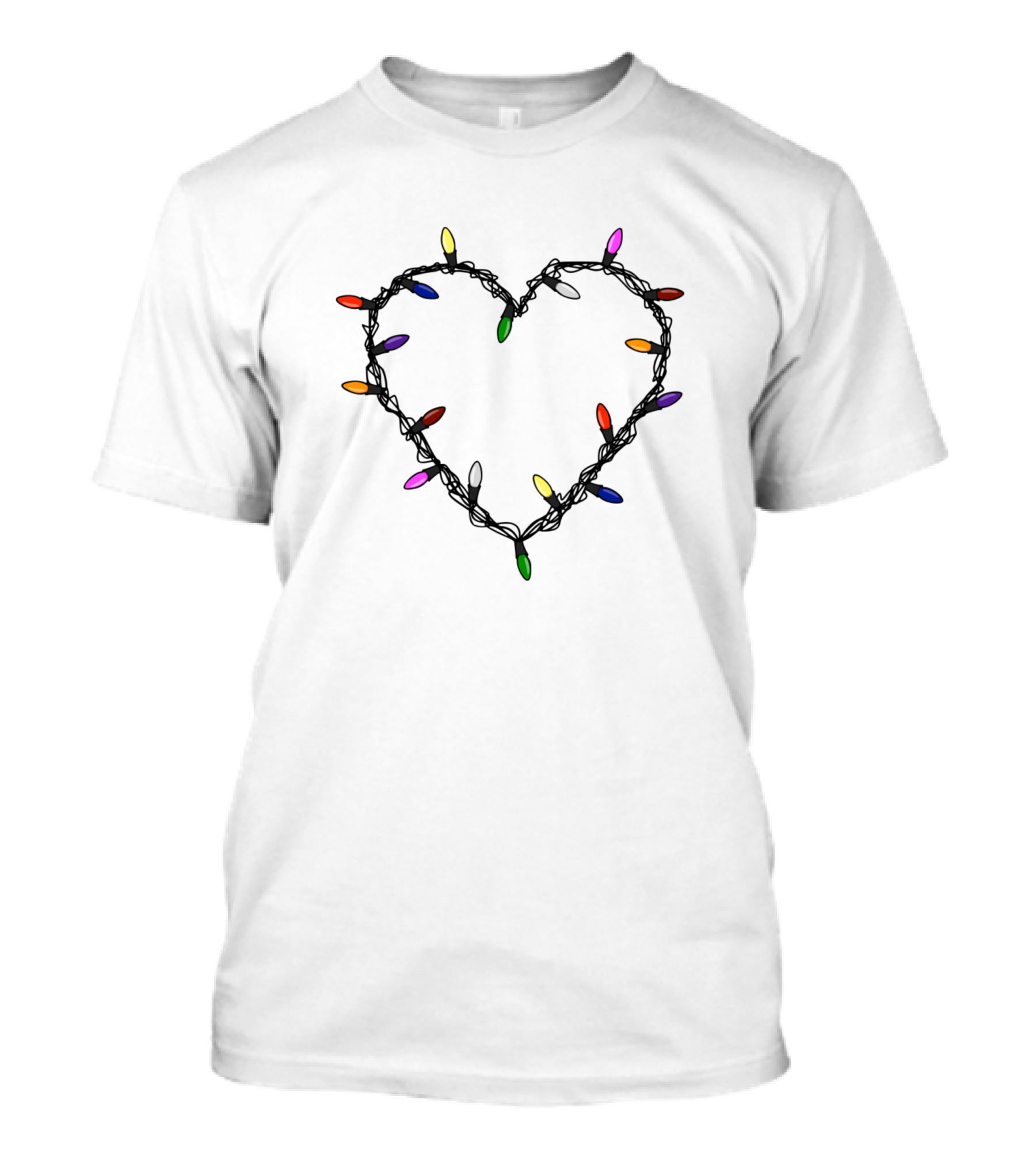 Christmas Lights Heart Shape Multicolored Bulbs T-Shirt
