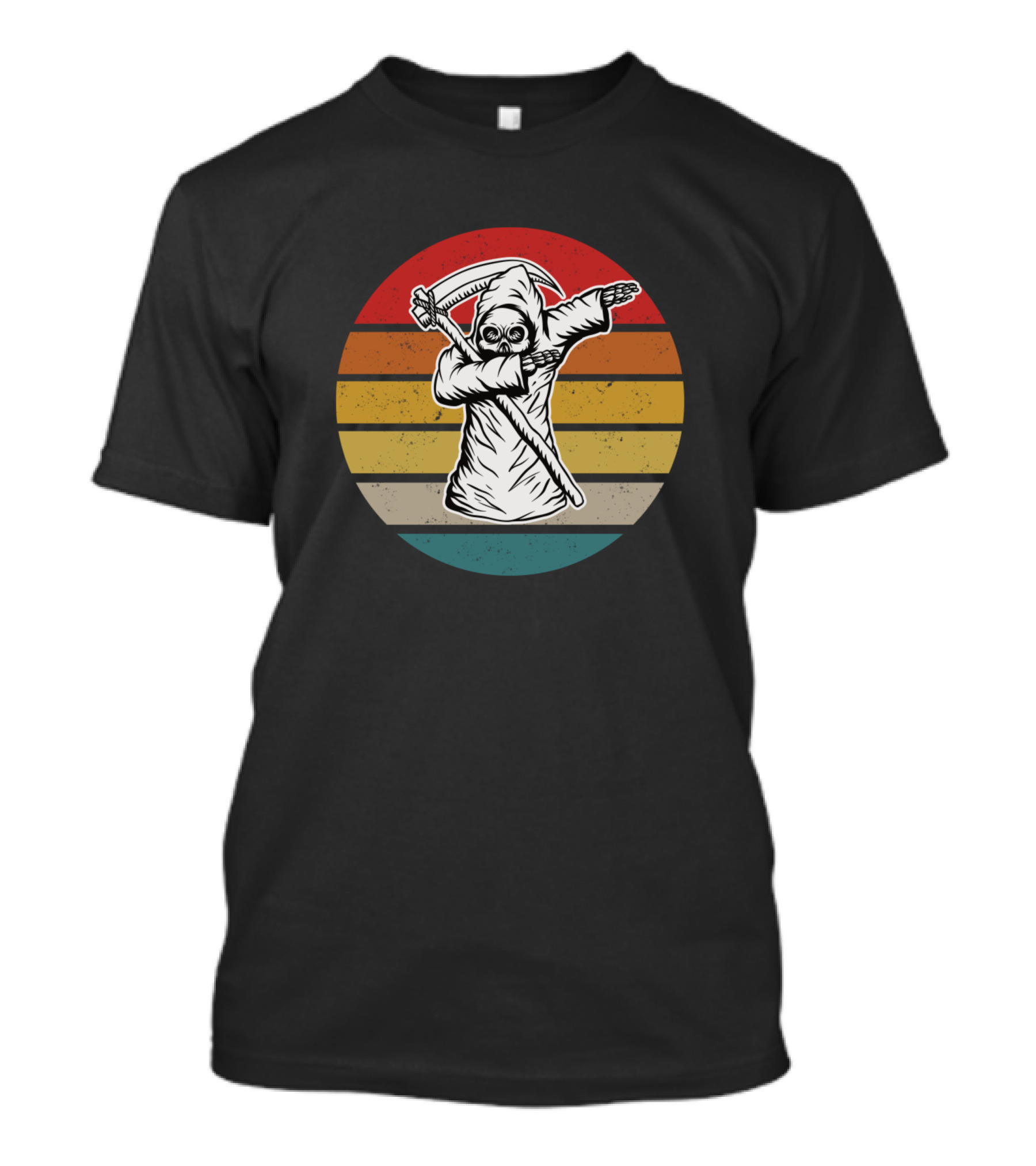 Dabbing Skull Grim Reaper Rainbow Circle T-Shirt