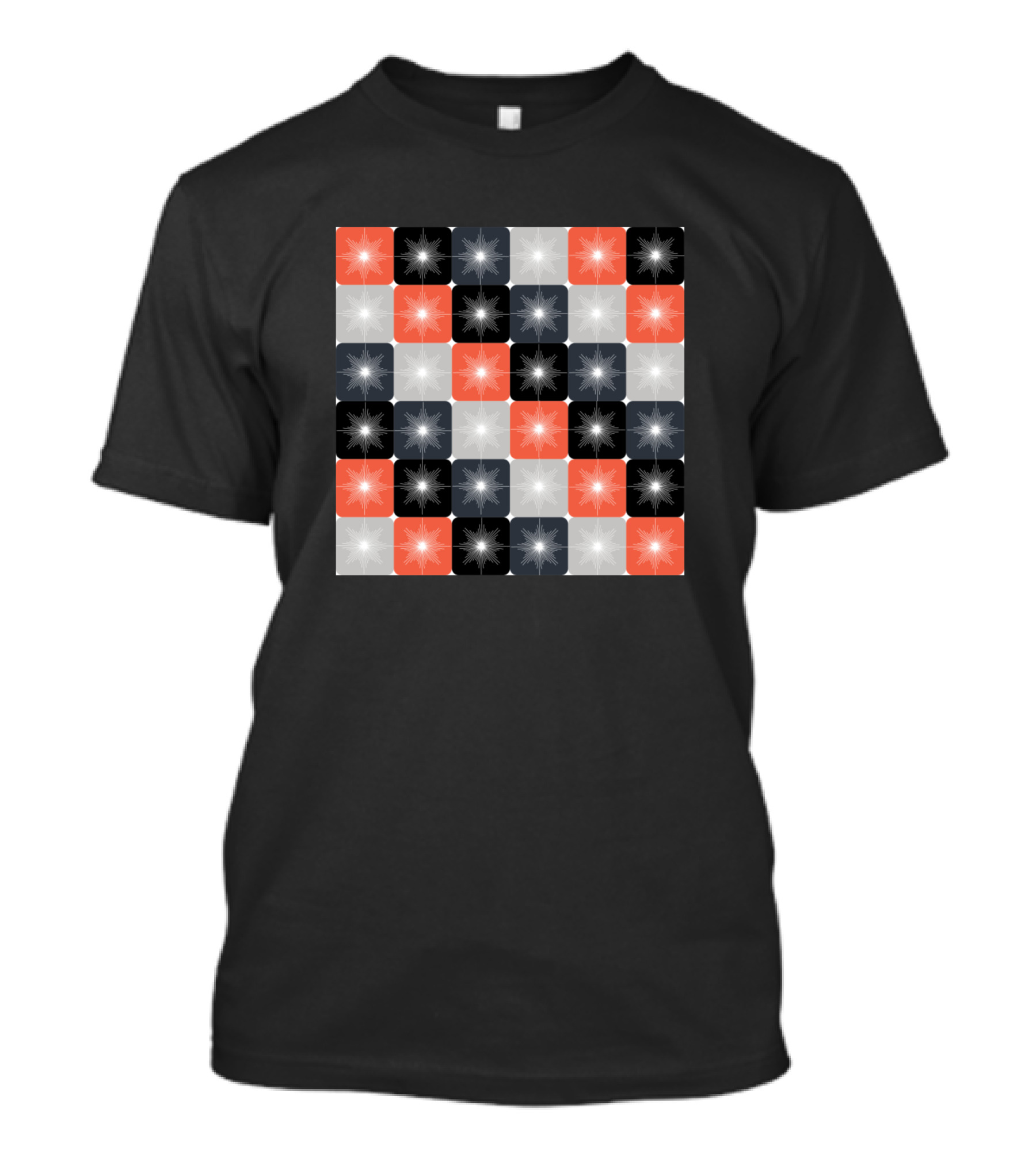 Decorative Star Pattern Cells Grid T-Shirt