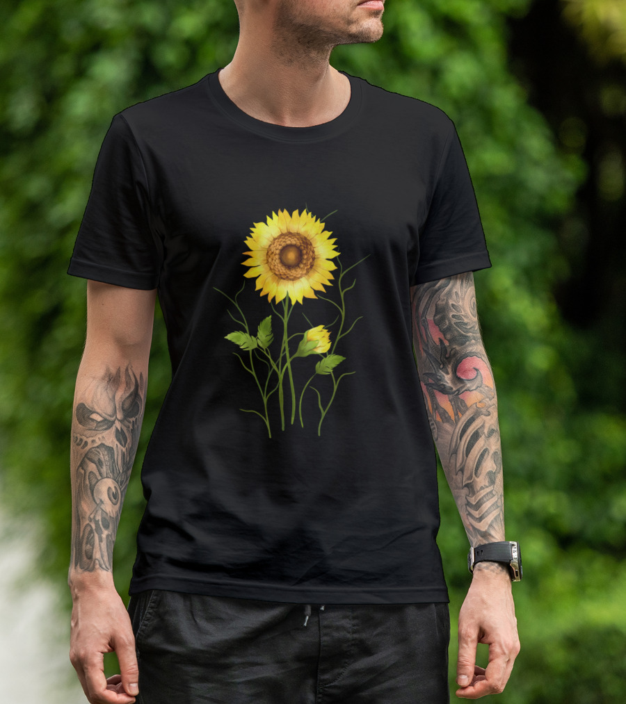 Sunflower Blossom With Green Leaves T-Shirt