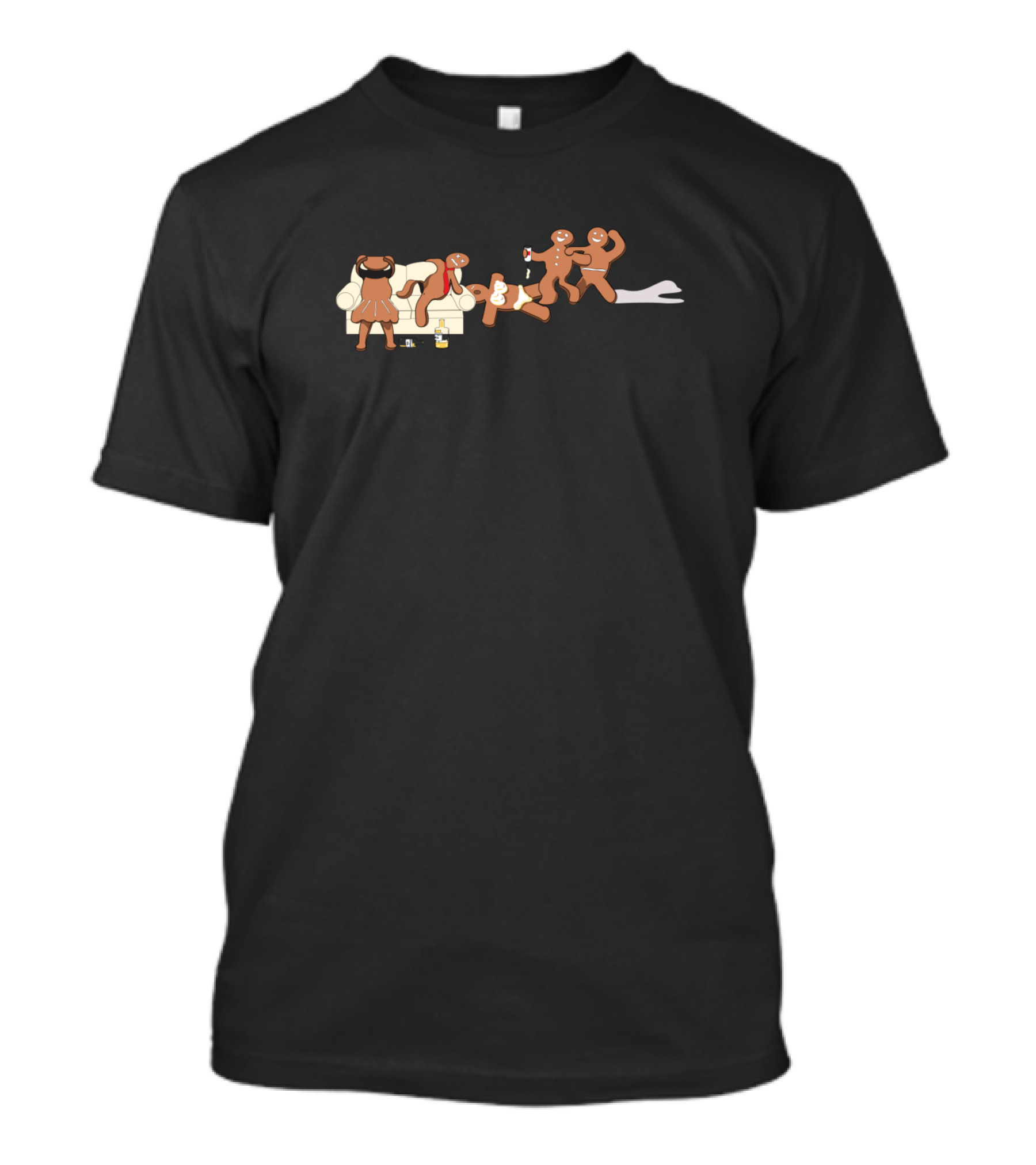 Funny Gingerbread Men Partying With Drinks On A T-Shirt
