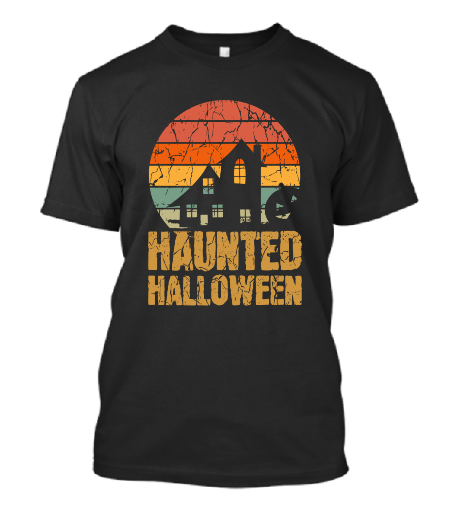 Haunted Halloween Vintage Sunset House T-Shirt