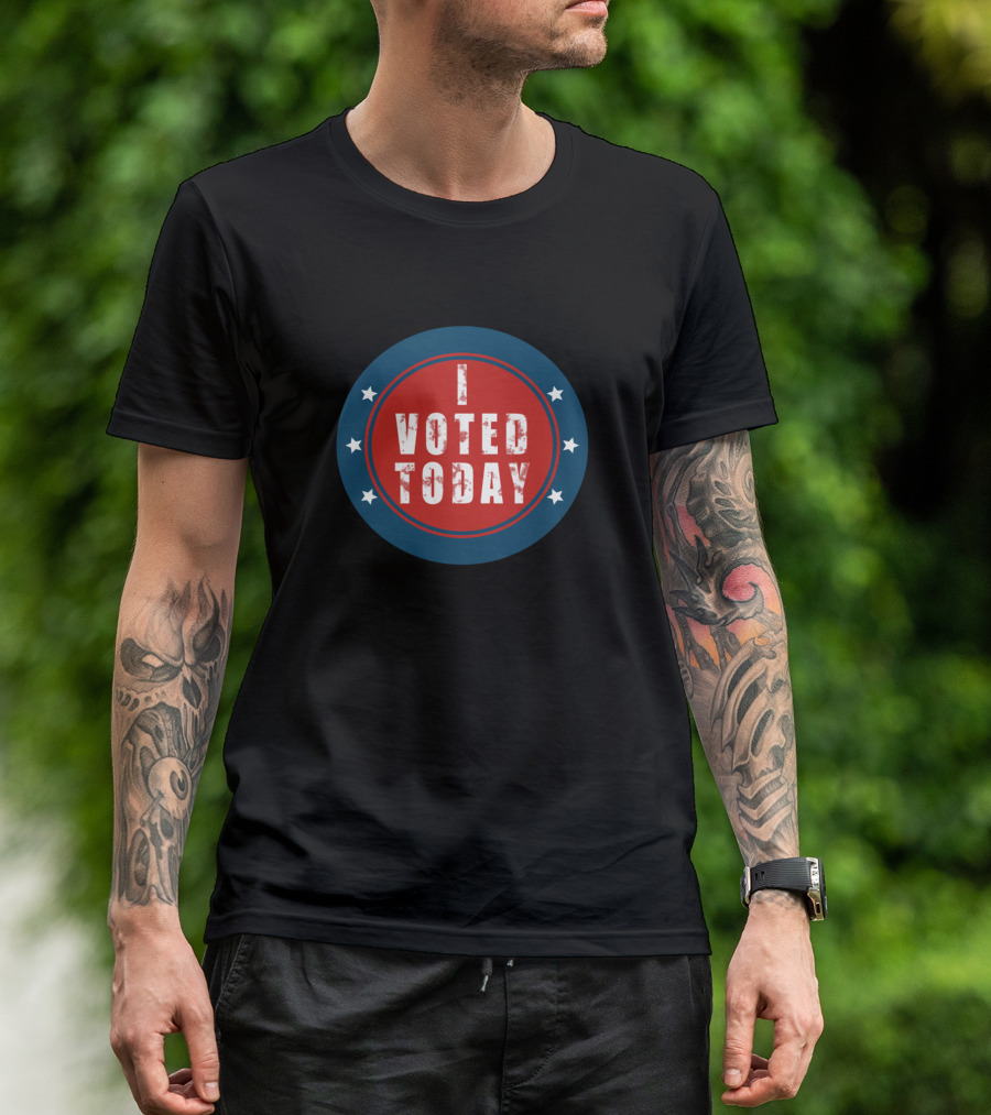 I Voted Today Patriotic Badge With Stars T-Shirt