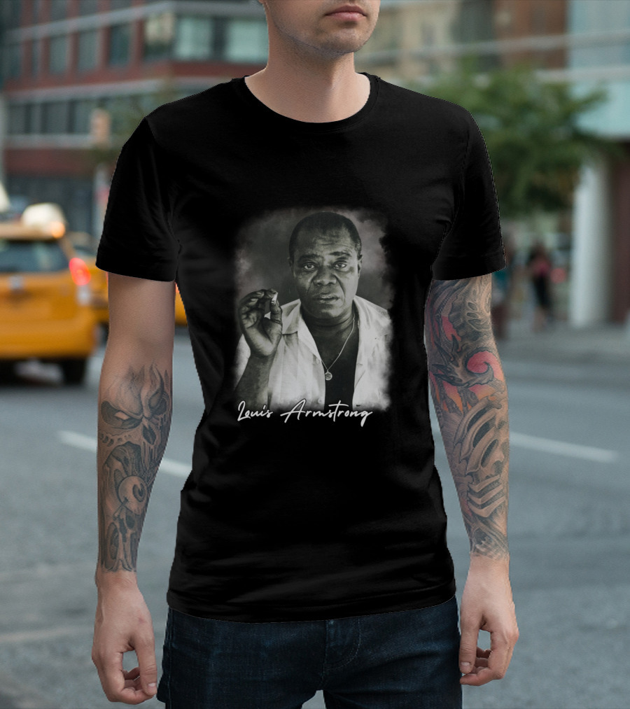 Louis Armstrong Black And White Photo T-Shirt
