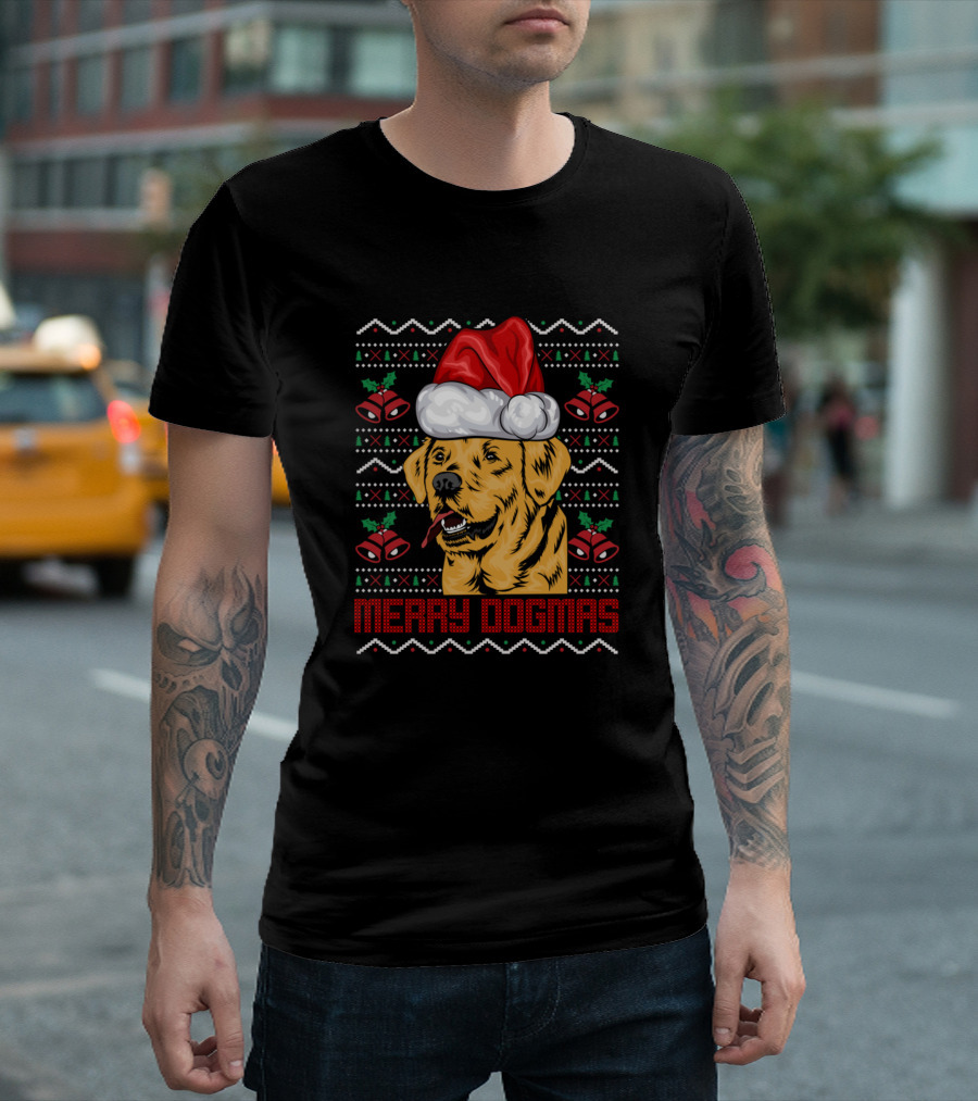 Merry Dogmas Santa Hat Christmas Dog Ugly T-Shirt