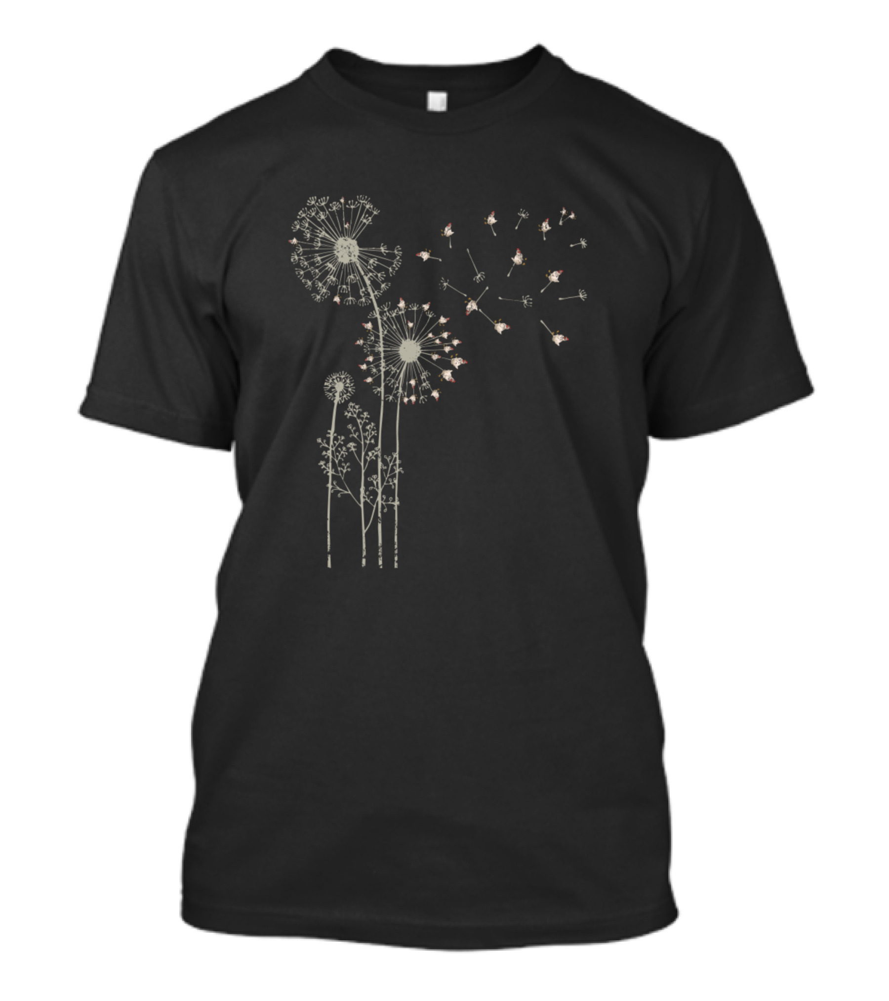 Retro Chicken Dandelion Flower T-Shirt