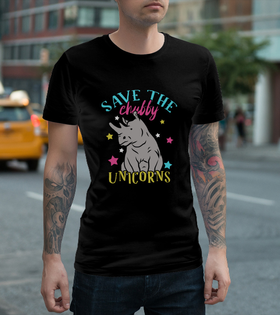Save The Chubby Unicorns Rhino Stars T-Shirt
