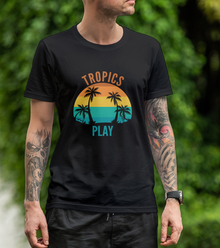 Tropics Play Palm Trees Sunset T-Shirt