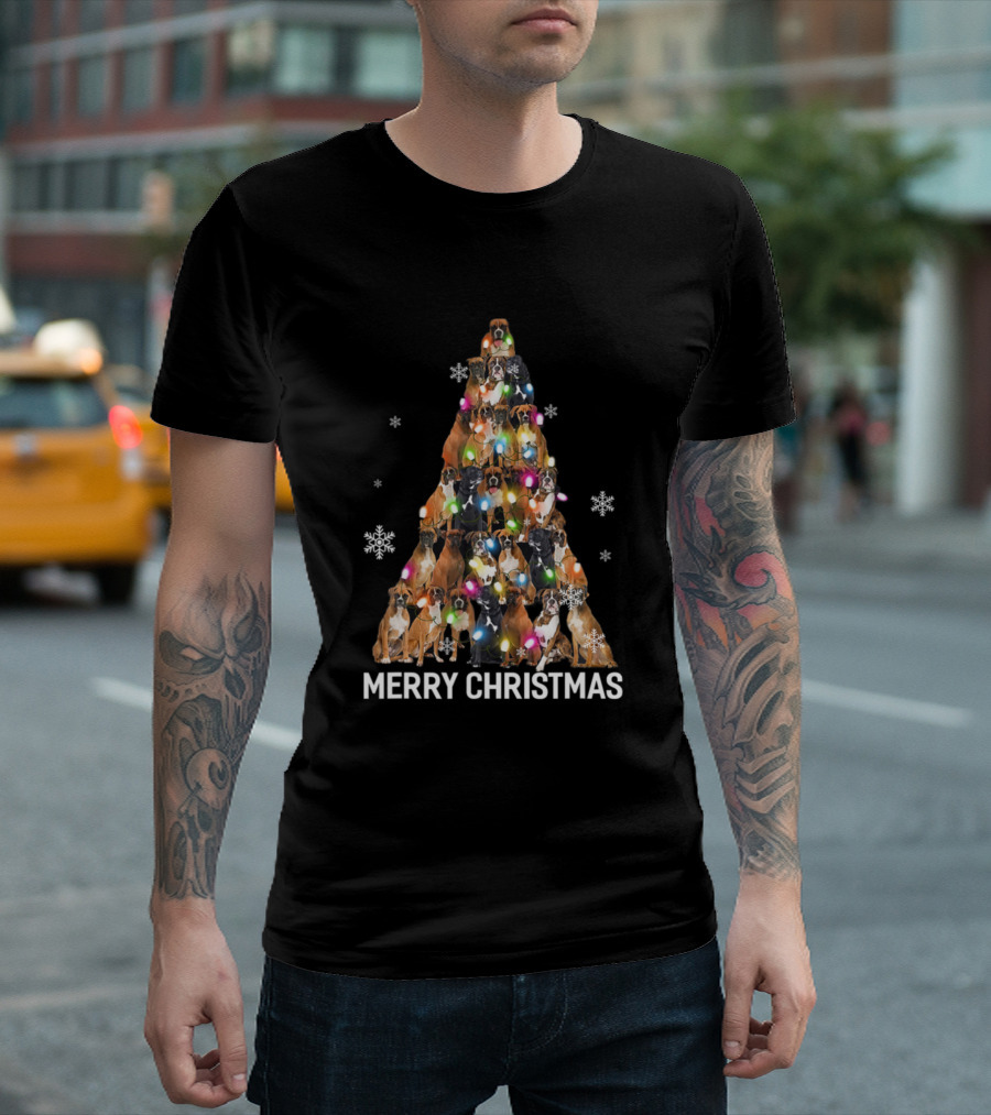 Merry Christmas Boxer Dog Tree Ornament Decoration T-Shirt