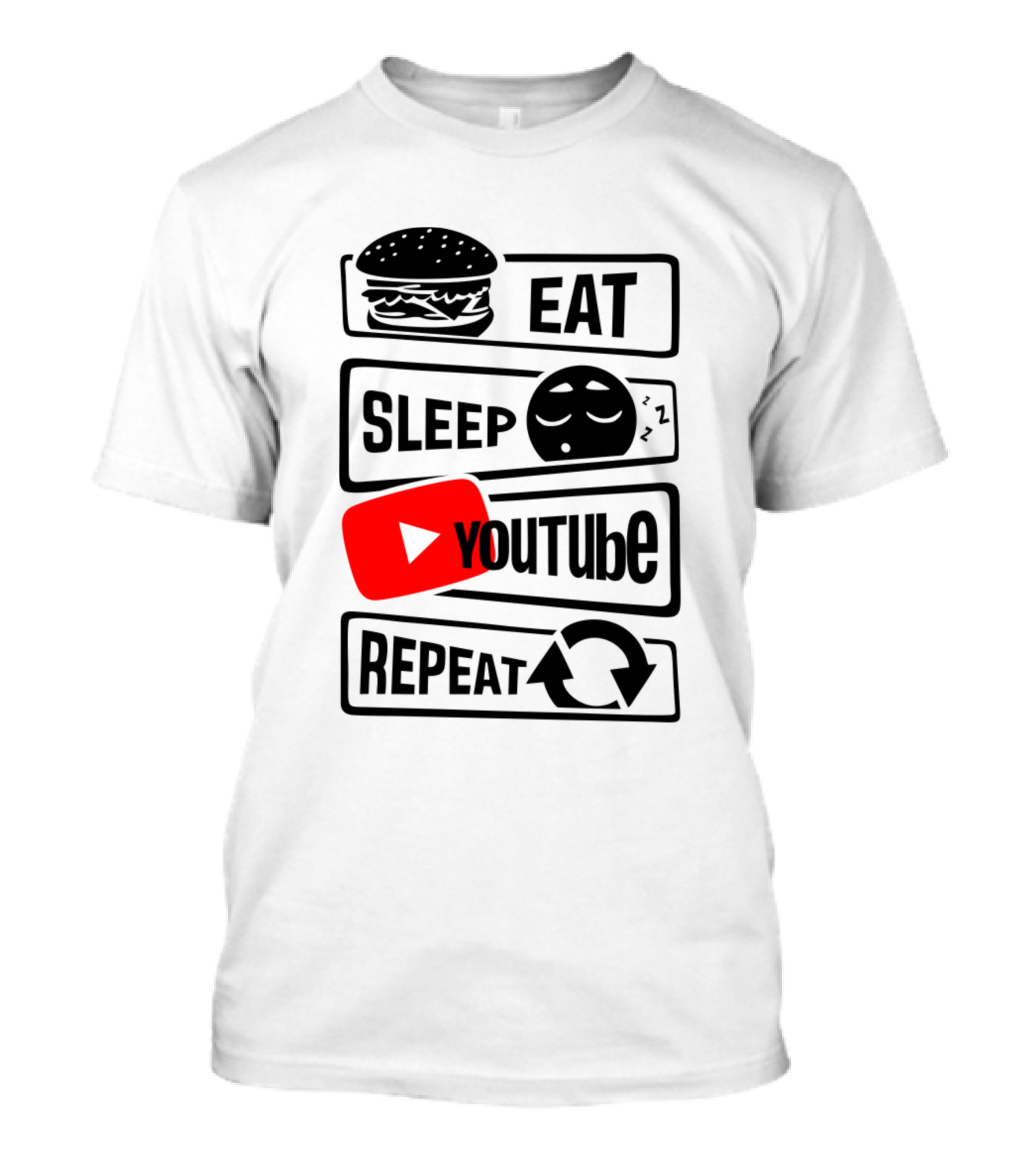 Eat Sleep Youtube Repeat Hamburger Icon Play Button Cycle T-Shirt
