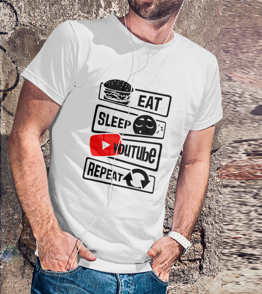 Eat Sleep Youtube Repeat Hamburger Icon Play Button Cycle T-Shirt
