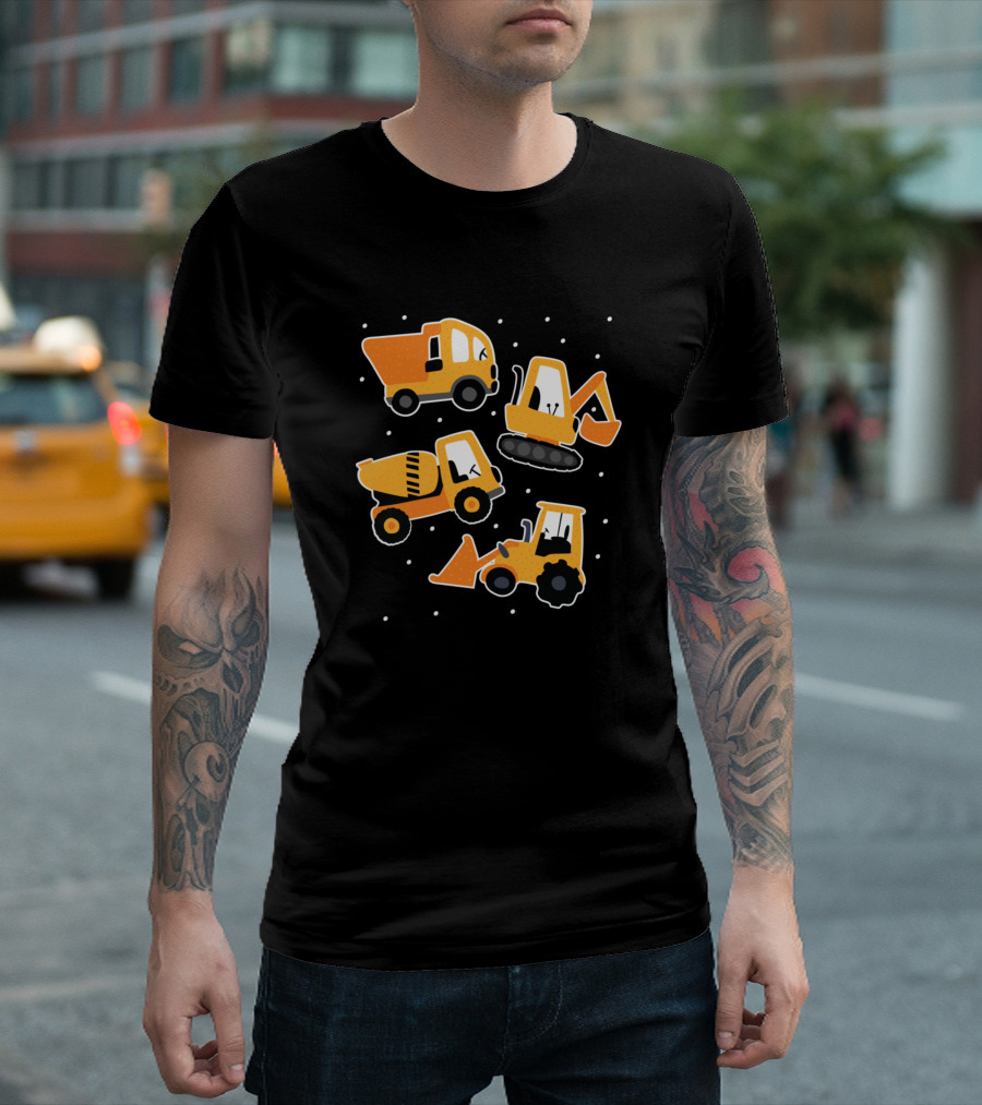 Excavator Dump Truck Concrete Mixer Tractor Construction Vehicles T-Shirt