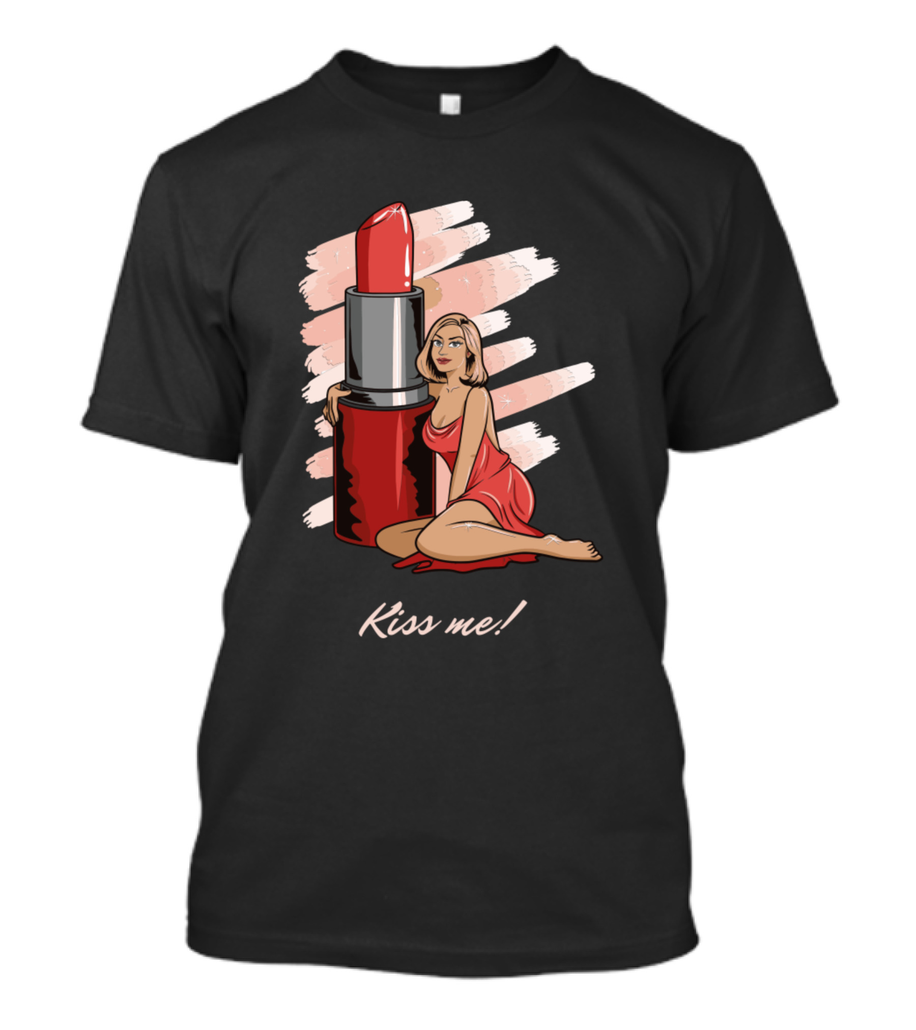 Kiss Me Lipstick Girl Makeup Best Friend T-Shirt
