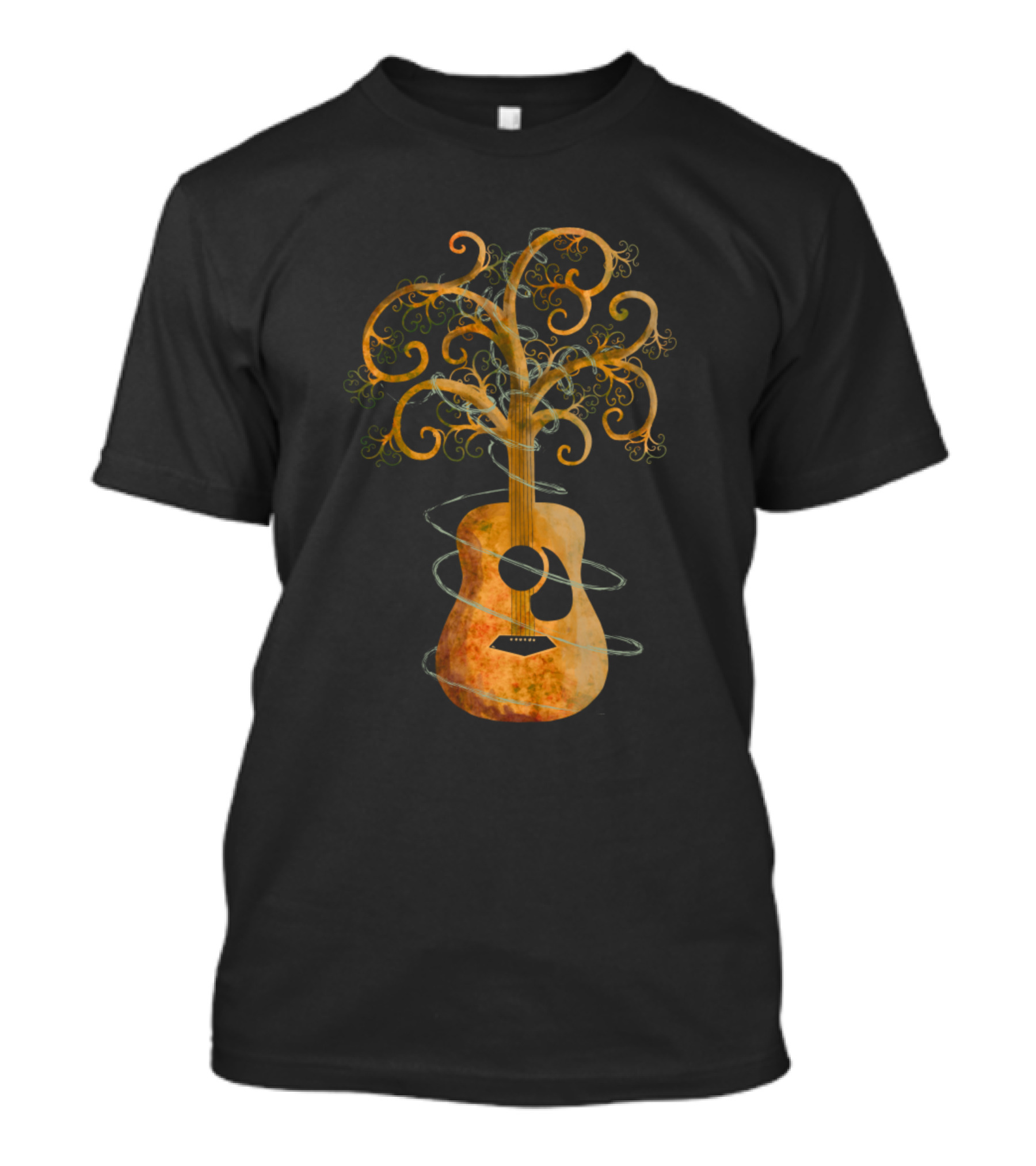 Guitar Tree Spiral Branches Harmony T-Shirt
