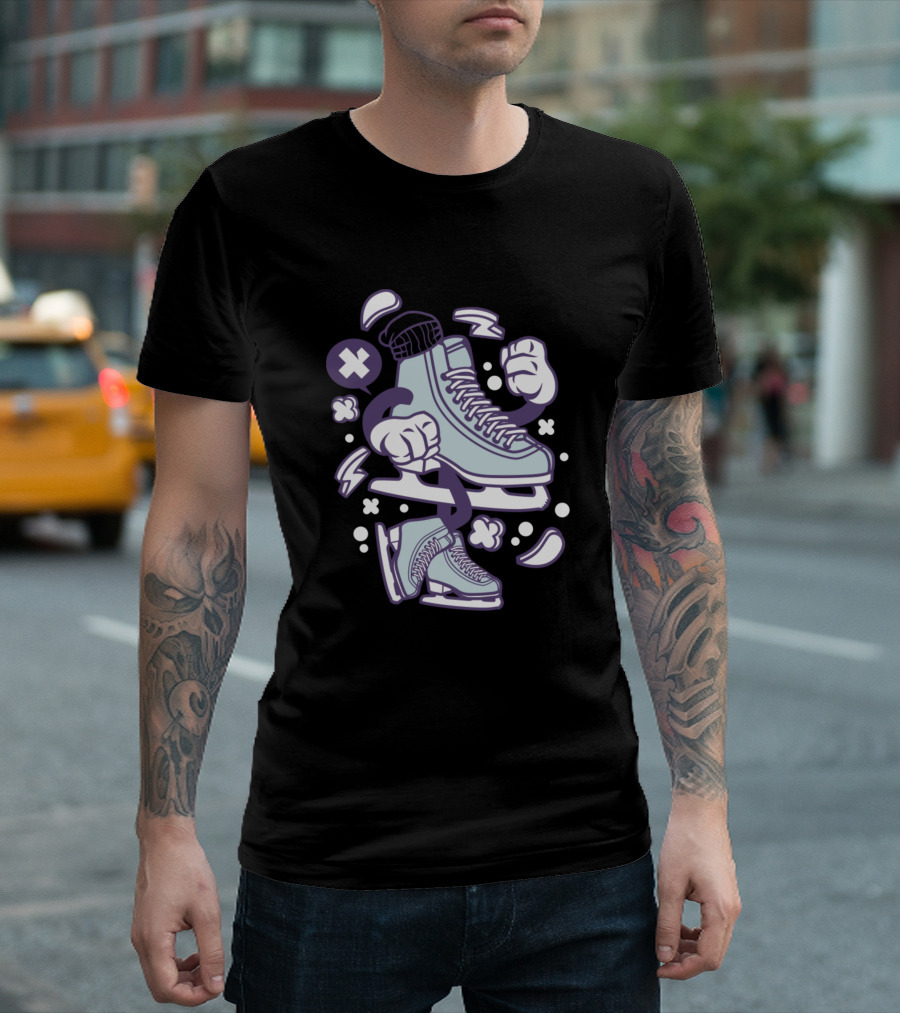 Ice Skating Characters with Comic Book Style and Pop Art Elements T-Shirt