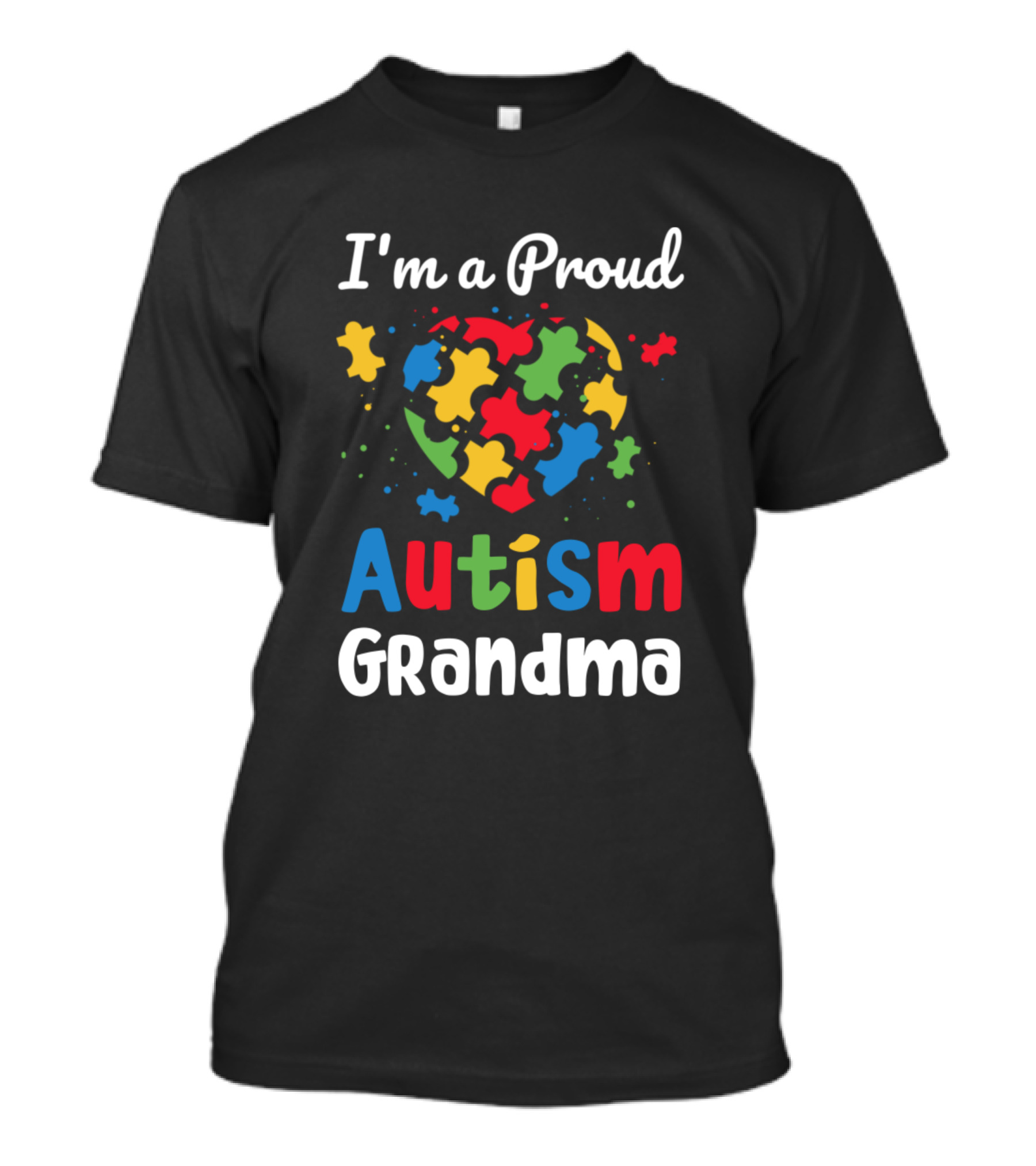 I'm A Proud Autism Grandma Colorful Puzzle Heart T-Shirt