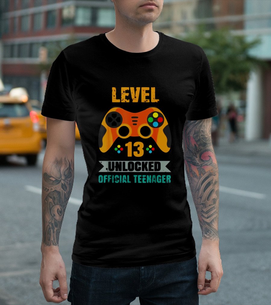 Level 13 Unlocked Official Teenager Gaming Controller Birthday T-Shirt