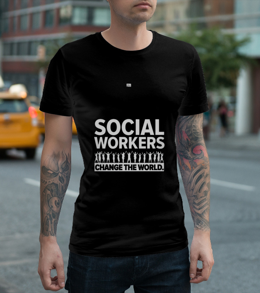 Social Workers Change The World Silhouette Figures T-Shirt
