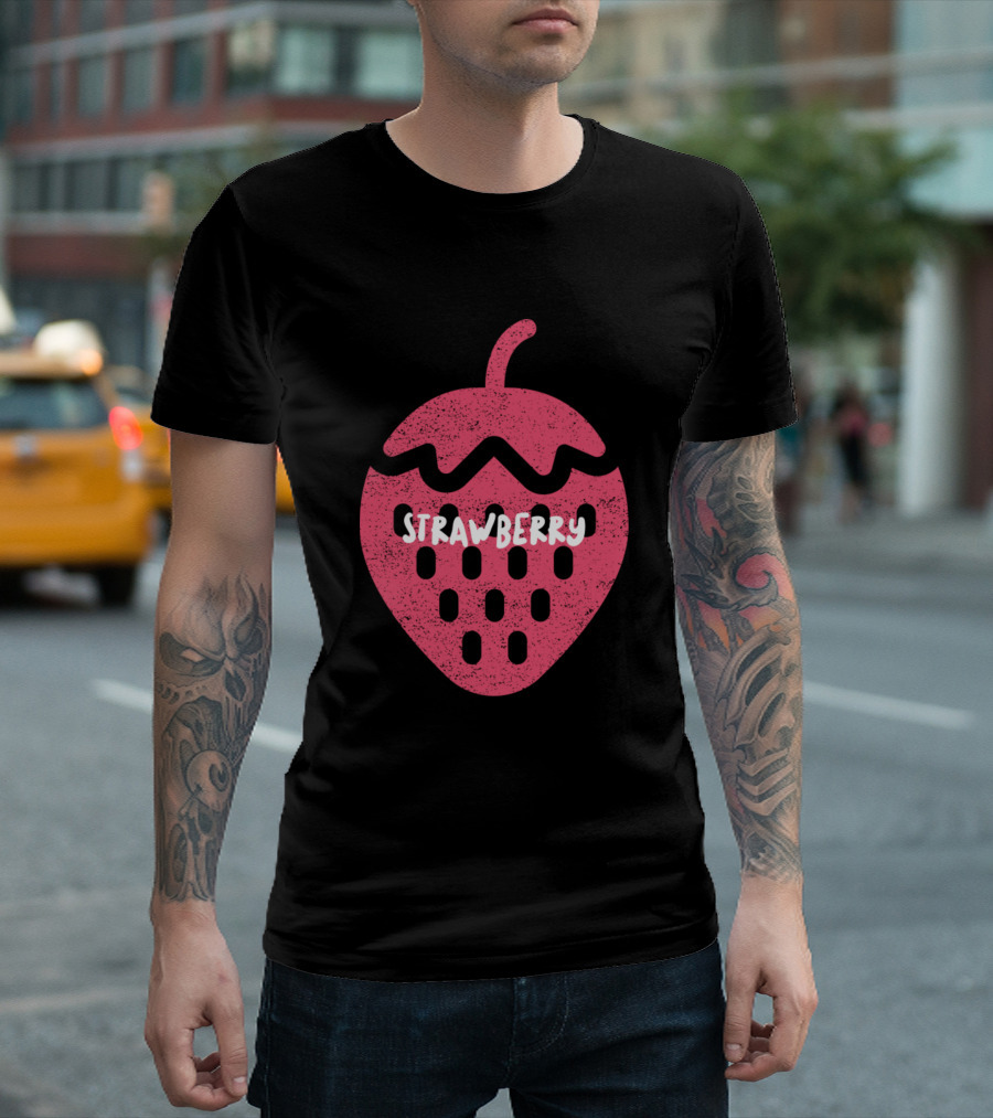 Strawberry Pink Textured Fruit T-Shirt