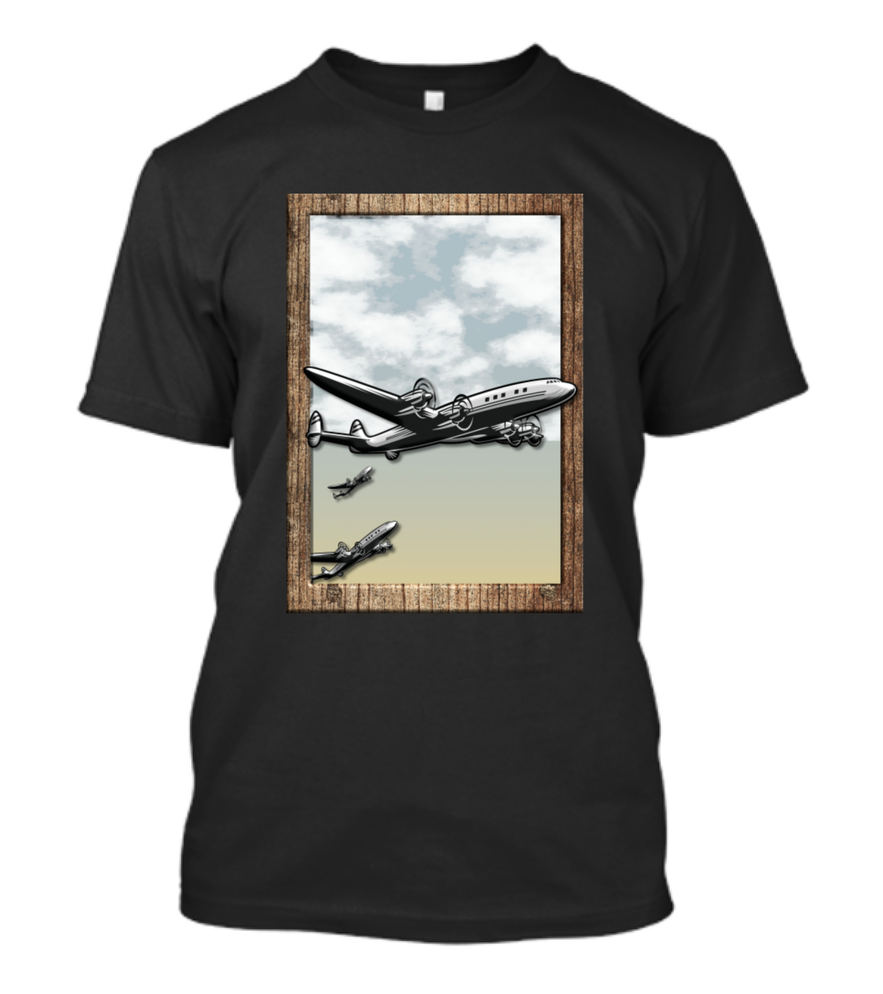 Airplane Vintage Propeller Aircraft In Flight Clouds Sky T-Shirt