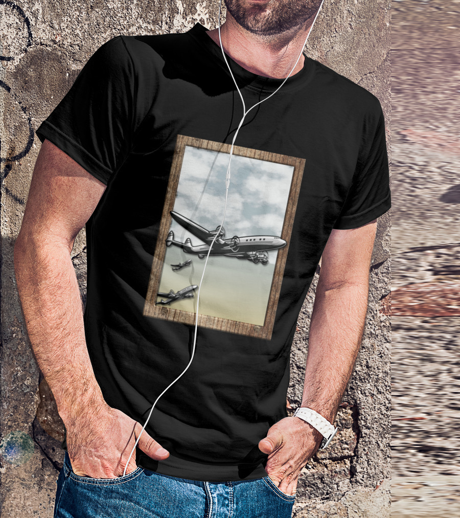 Airplane Vintage Propeller Aircraft In Flight Clouds Sky T-Shirt