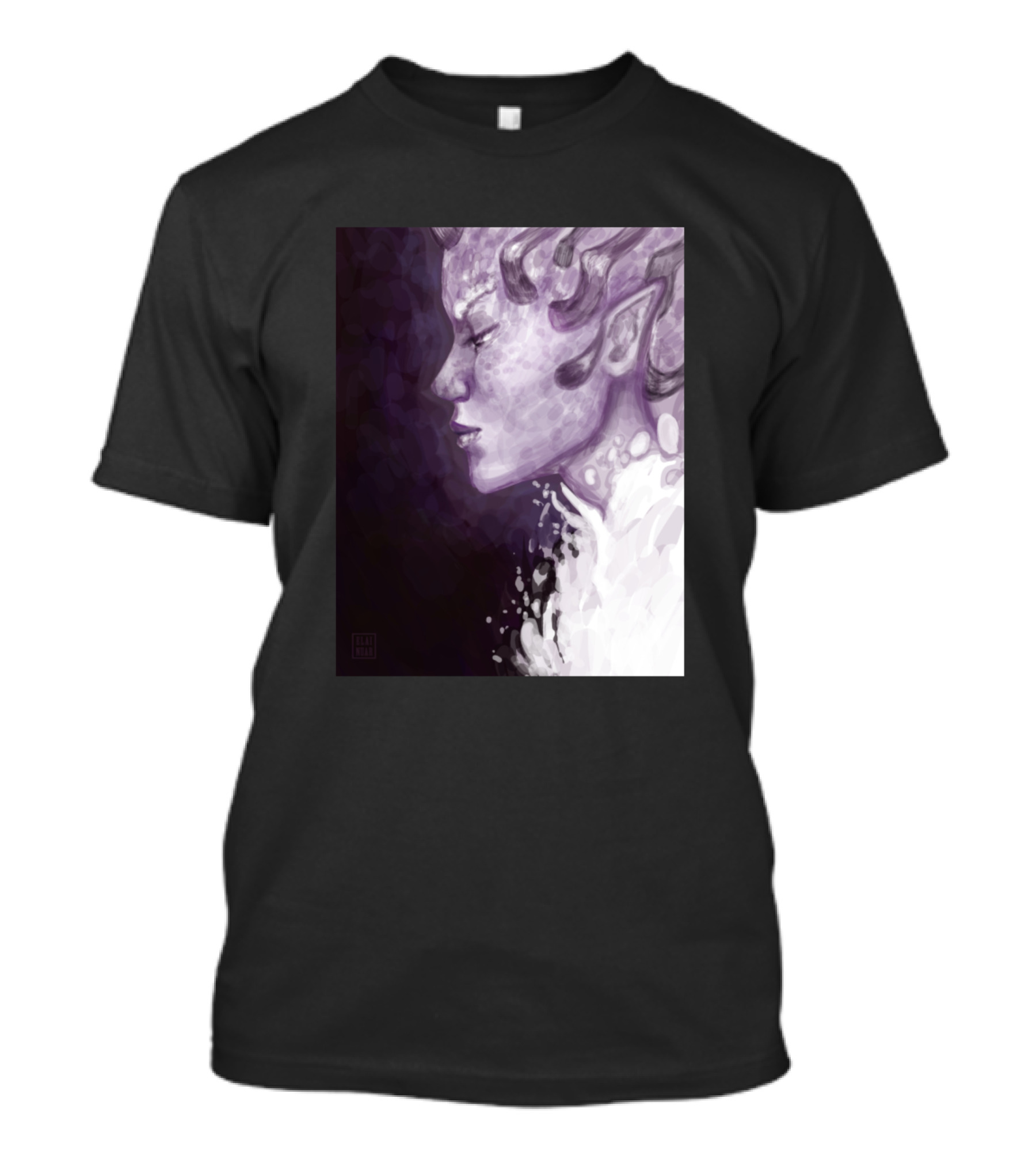 Demon Violet Ethereal Profile In Shades Of Purple And White T-Shirt