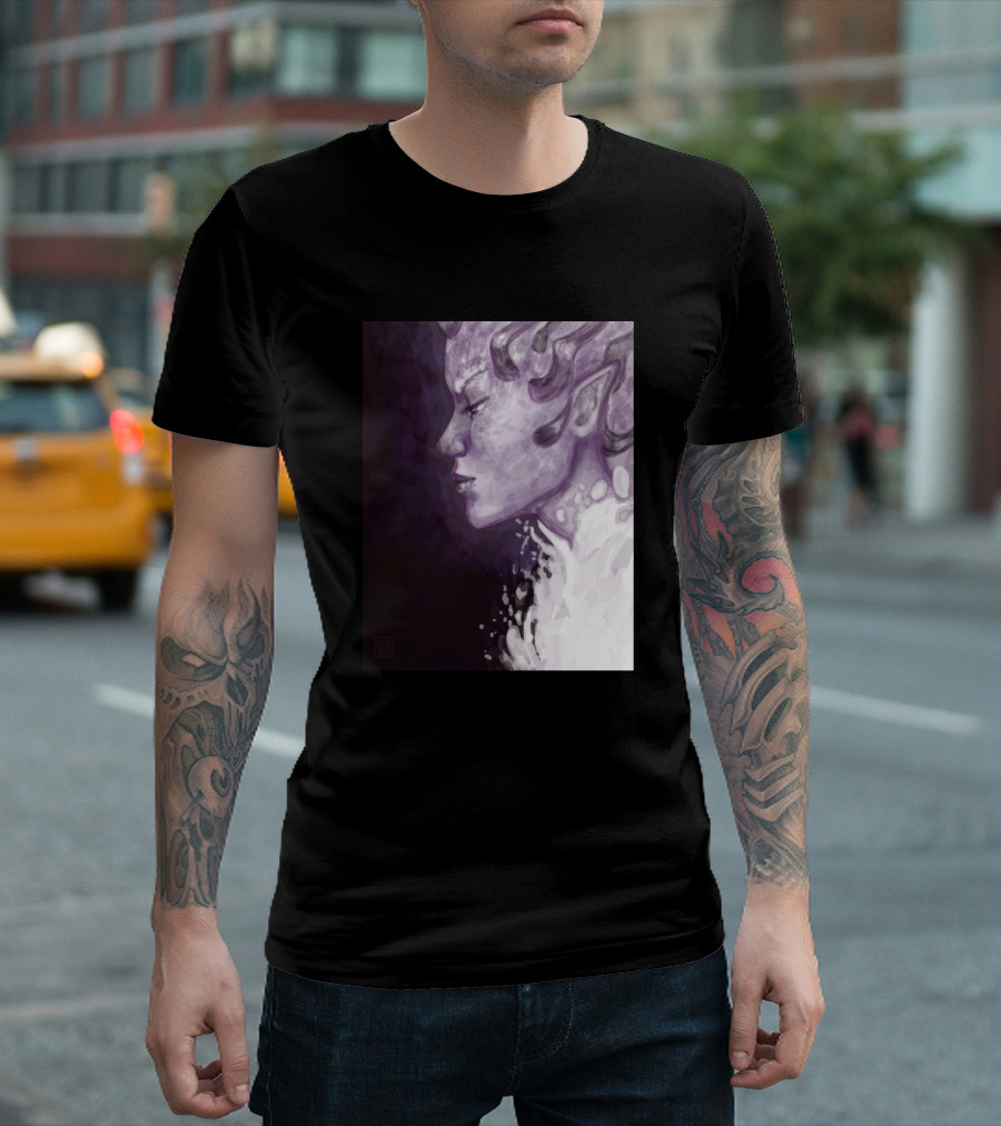 Demon Violet Ethereal Profile In Shades Of Purple And White T-Shirt