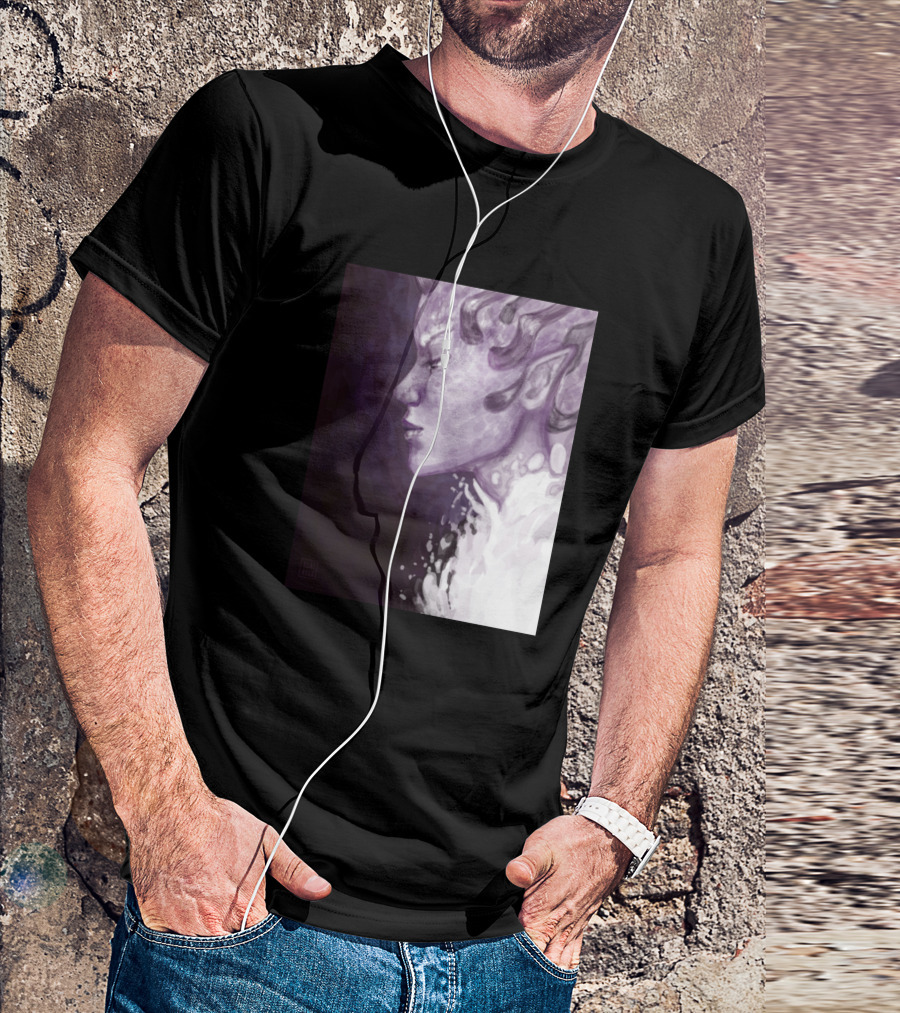 Demon Violet Ethereal Profile In Shades Of Purple And White T-Shirt