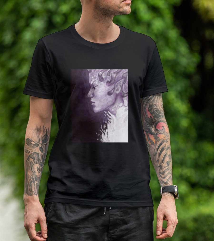 Demon Violet Ethereal Profile In Shades Of Purple And White T-Shirt