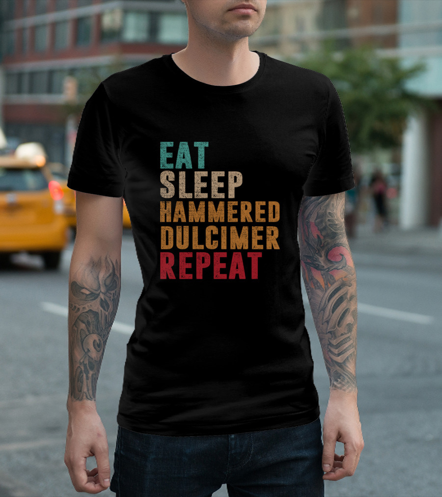 Eat Sleep Hammered Dulcimer Repeat Essential Lifestyle Cycle T-Shirt