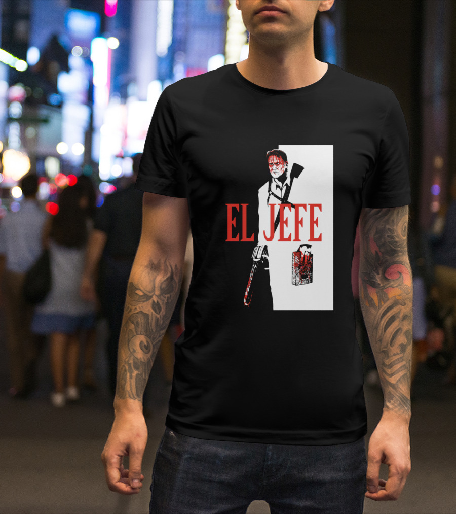 El Jefe Chainsaw Hero With Axe And Dismembered Creature T-Shirt
