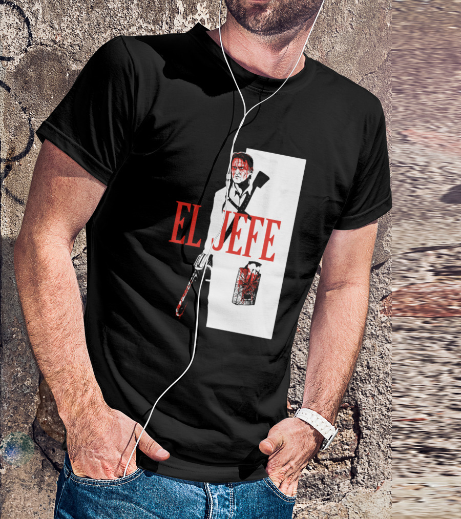 El Jefe Chainsaw Hero With Axe And Dismembered Creature T-Shirt