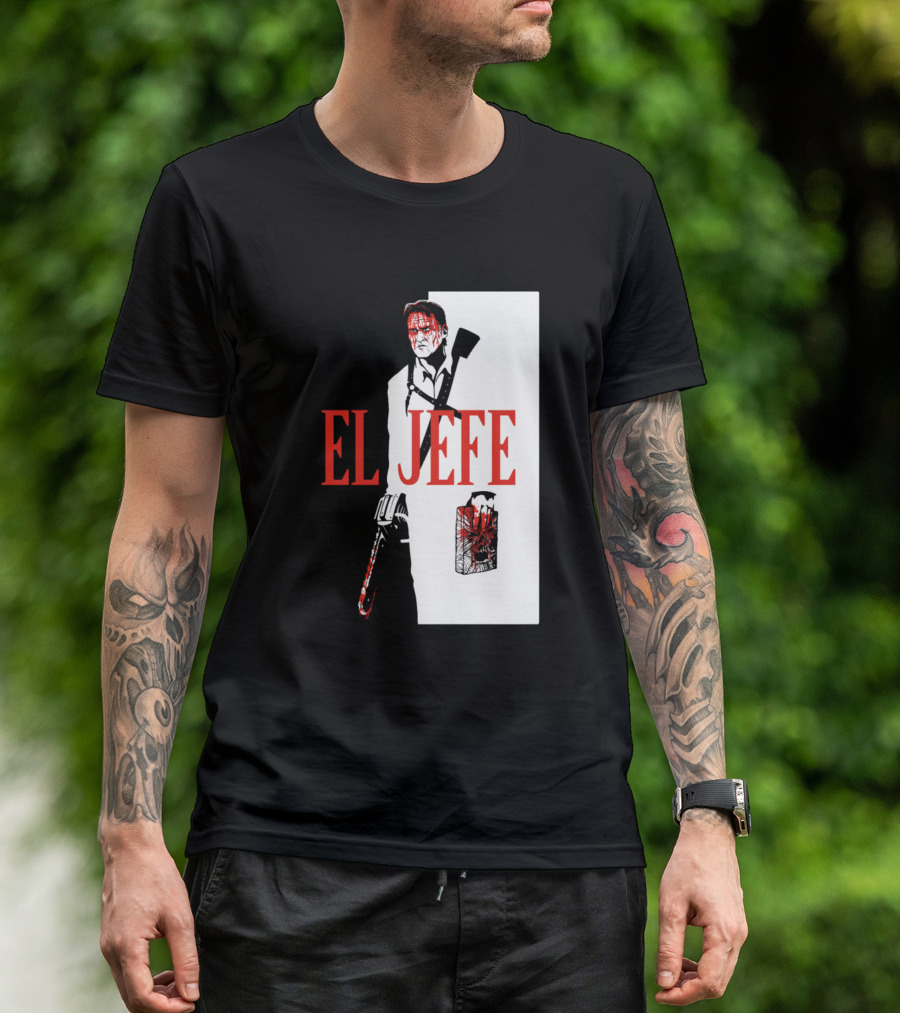 El Jefe Chainsaw Hero With Axe And Dismembered Creature T-Shirt