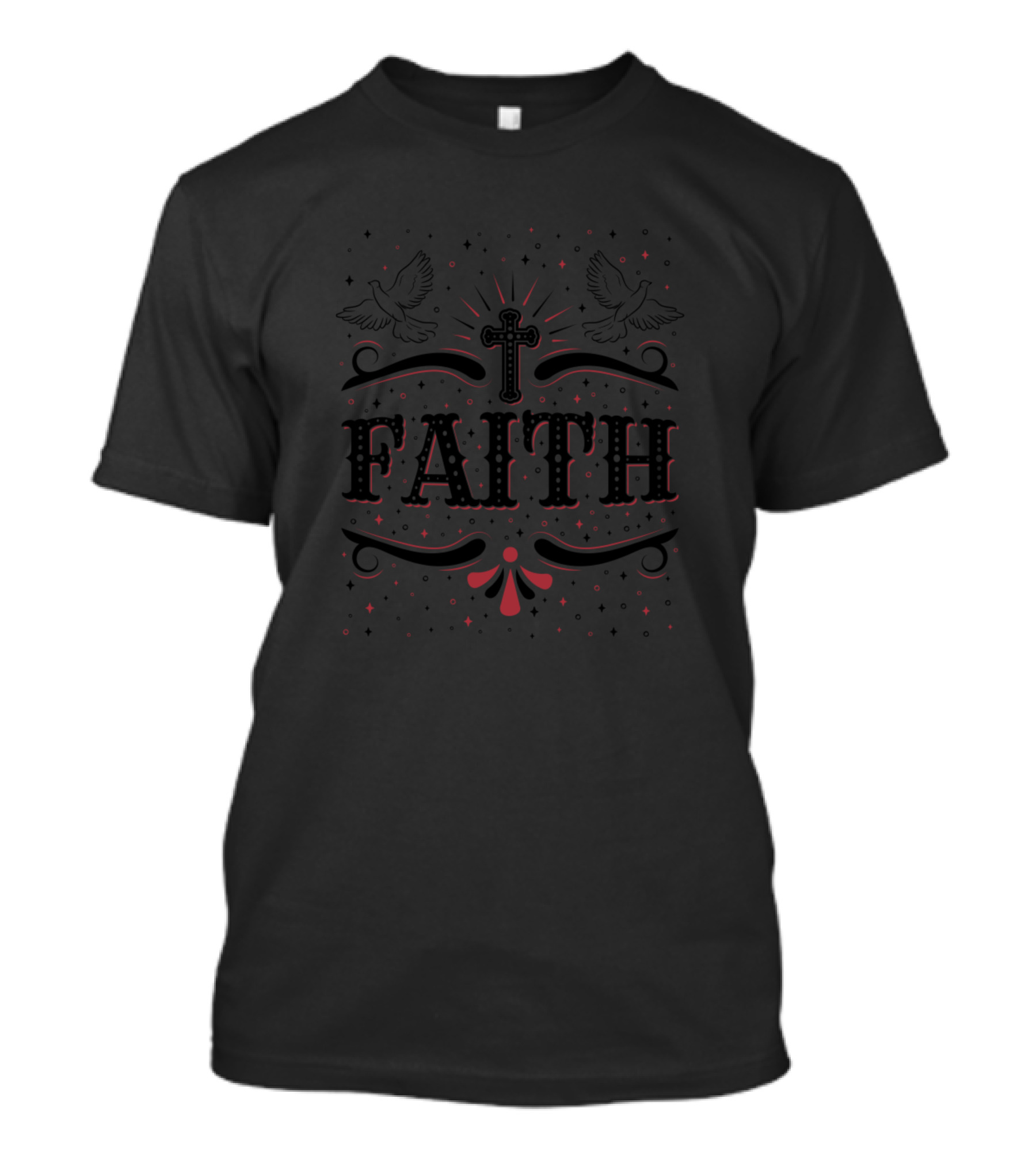 Faith Christian Cross With Doves And Decorative Elements T-Shirt