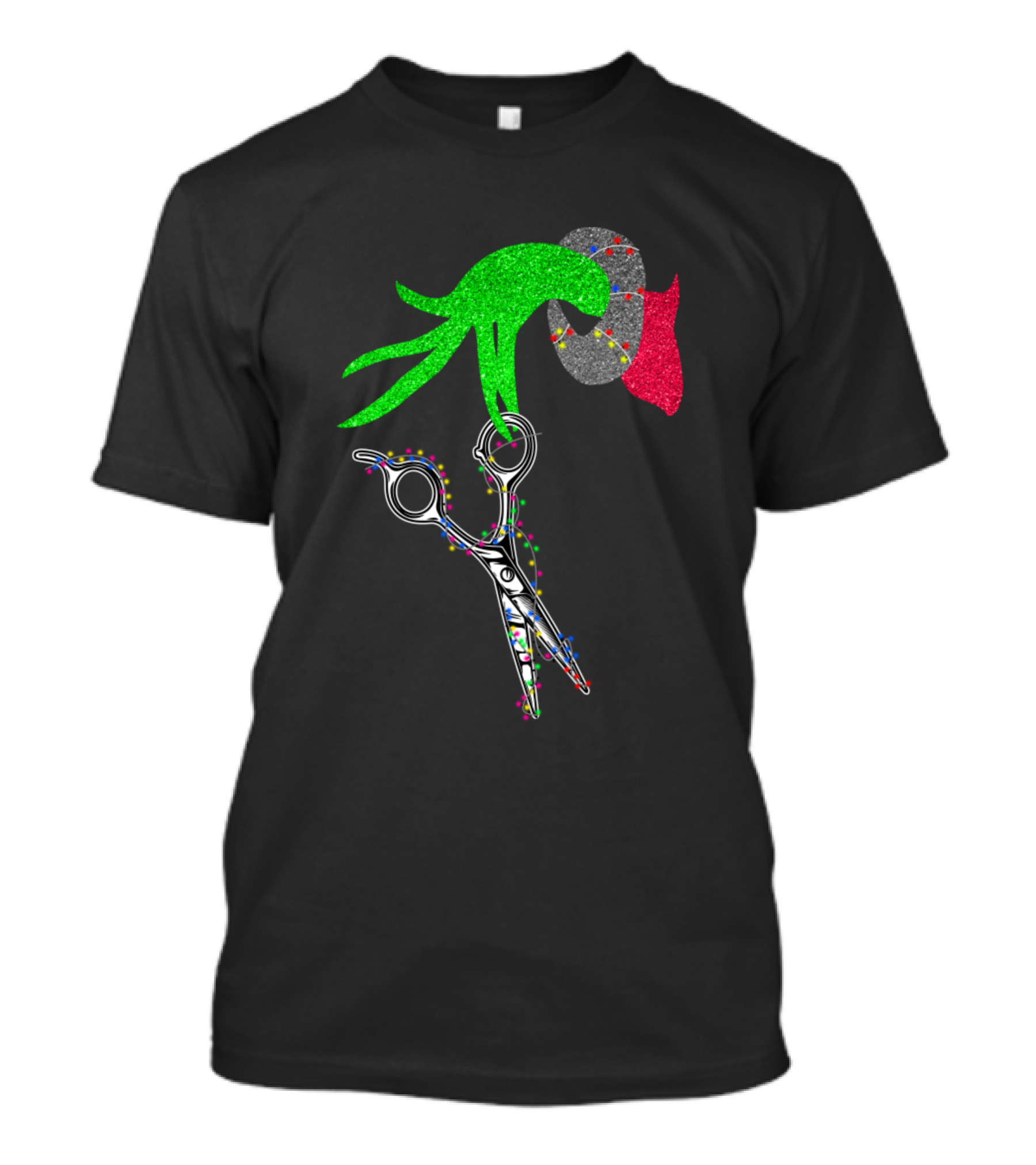 Hair Scissors Christmas Lights Octopus T-Shirt