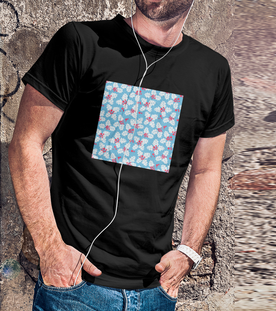 Holly Berry Leaves Red Berries Festive T-Shirt