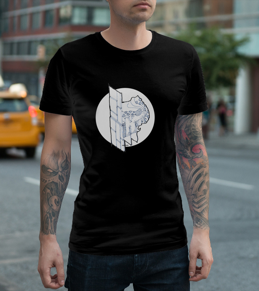 Octo Architect Blueprint Octopus Tower Concept T-Shirt