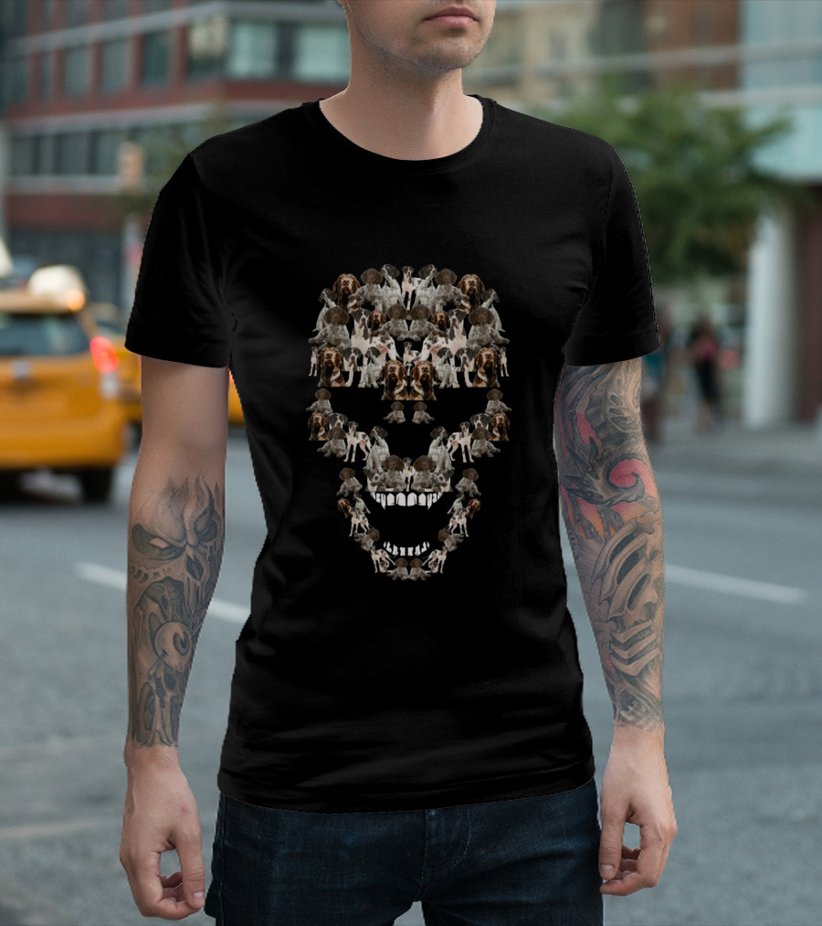Pointer Dog Skull Halloween Funny T-Shirt