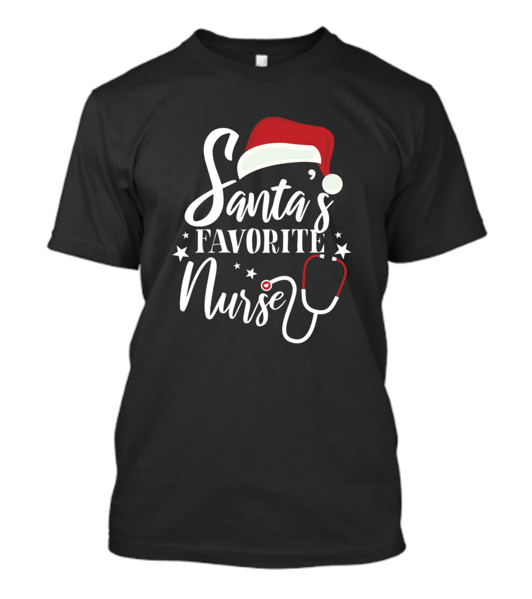 Santa's Favorite Nurse Christmas Stethoscope Hat T-Shirt