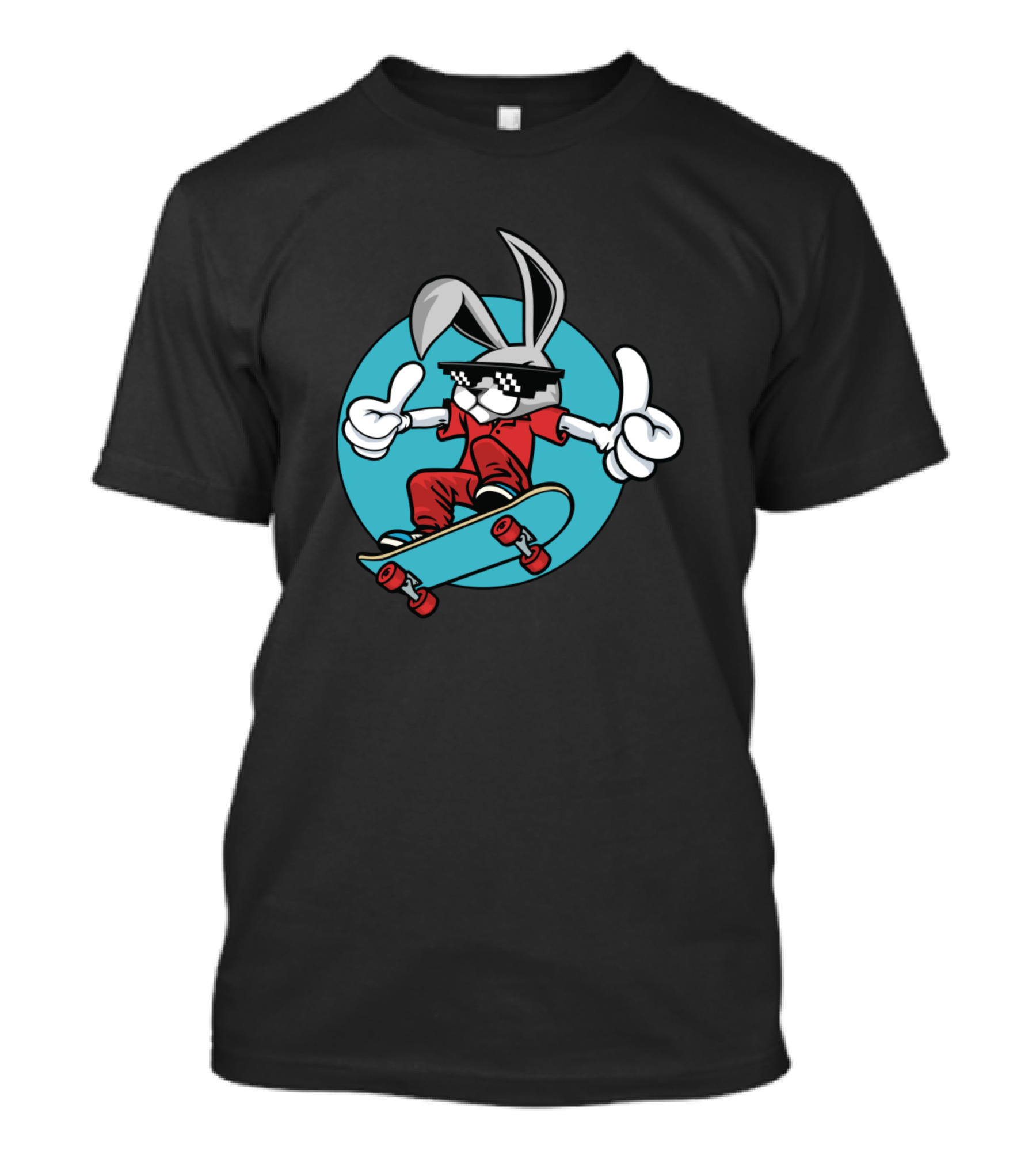 Skateboard Inlineskates Rabbit With Cool Shades Thumbs Up T-Shirt