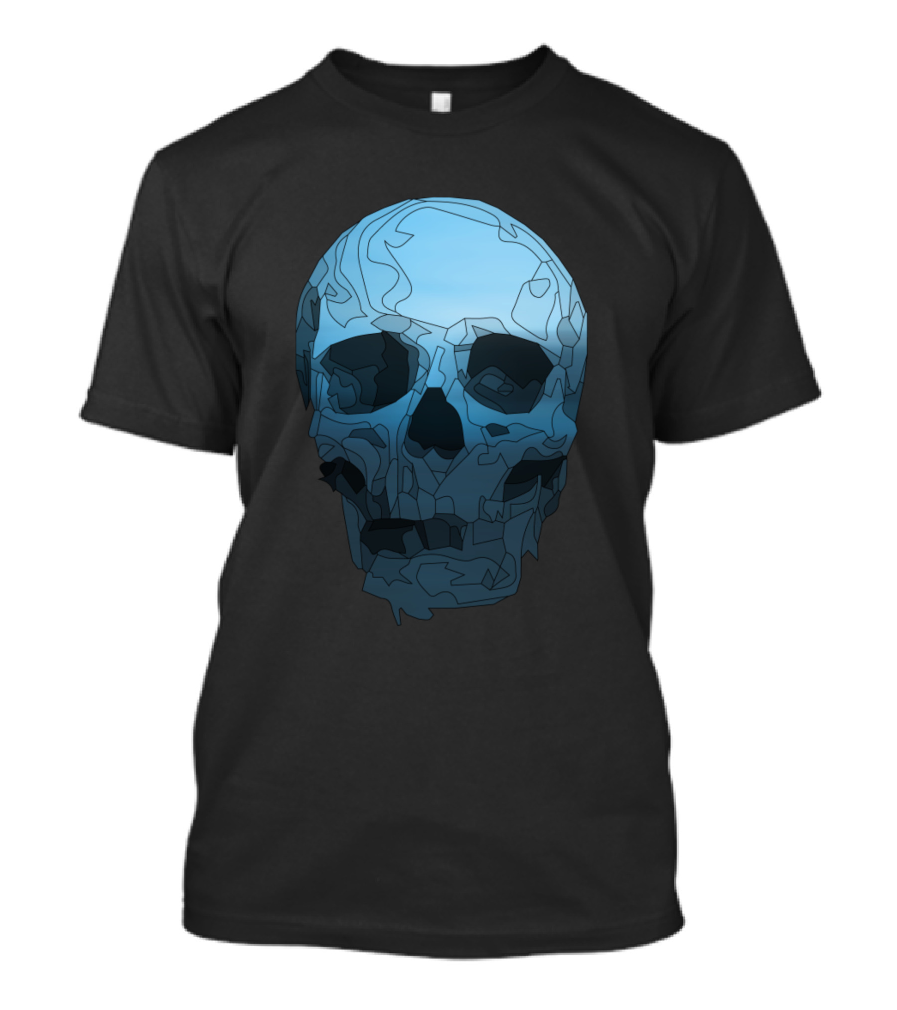 Skull Blue Abstract Mapped Skull T-Shirt