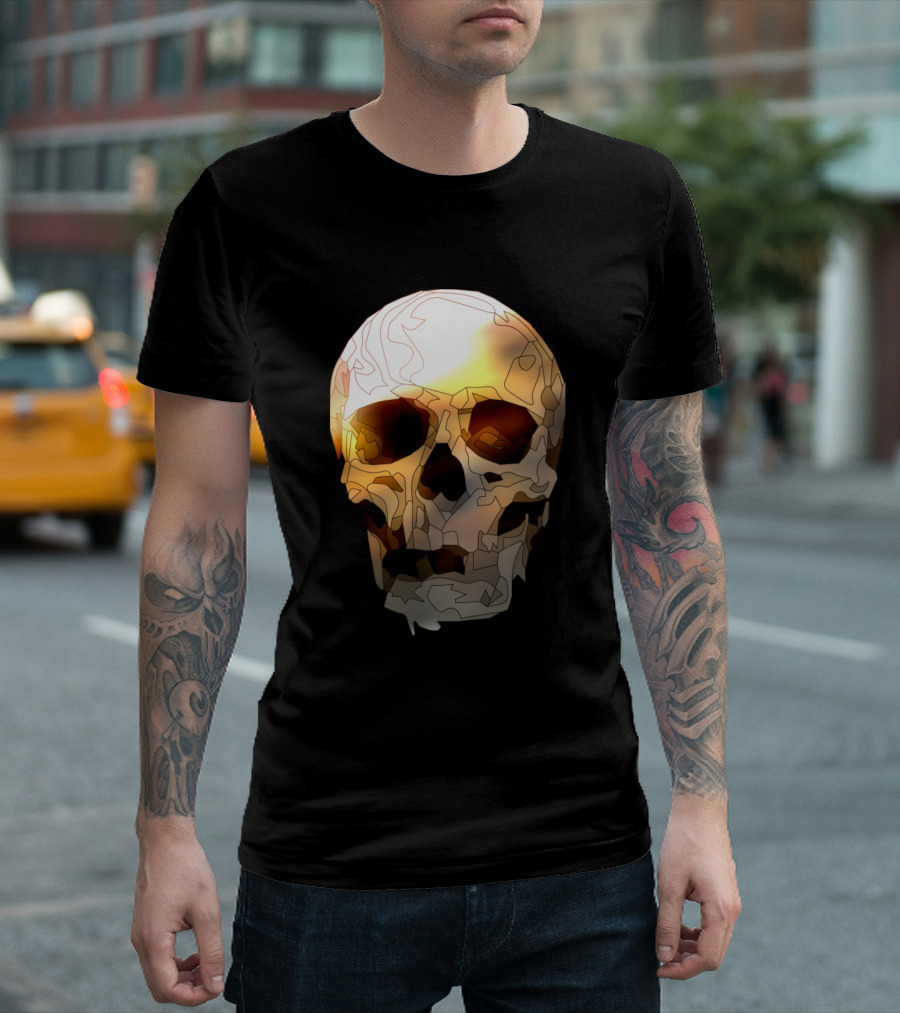 Skull Brown Abstract Shadowed Light Shades T-Shirt